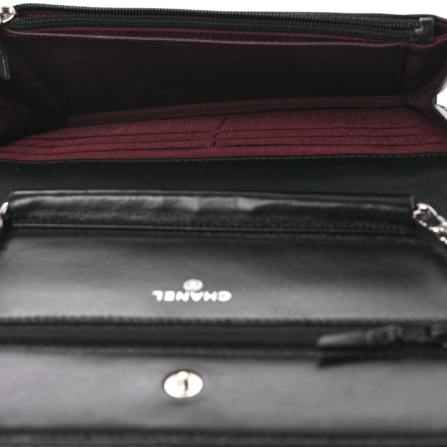 Lambskin Quilted Wallet On Chain WOC Black — view 5