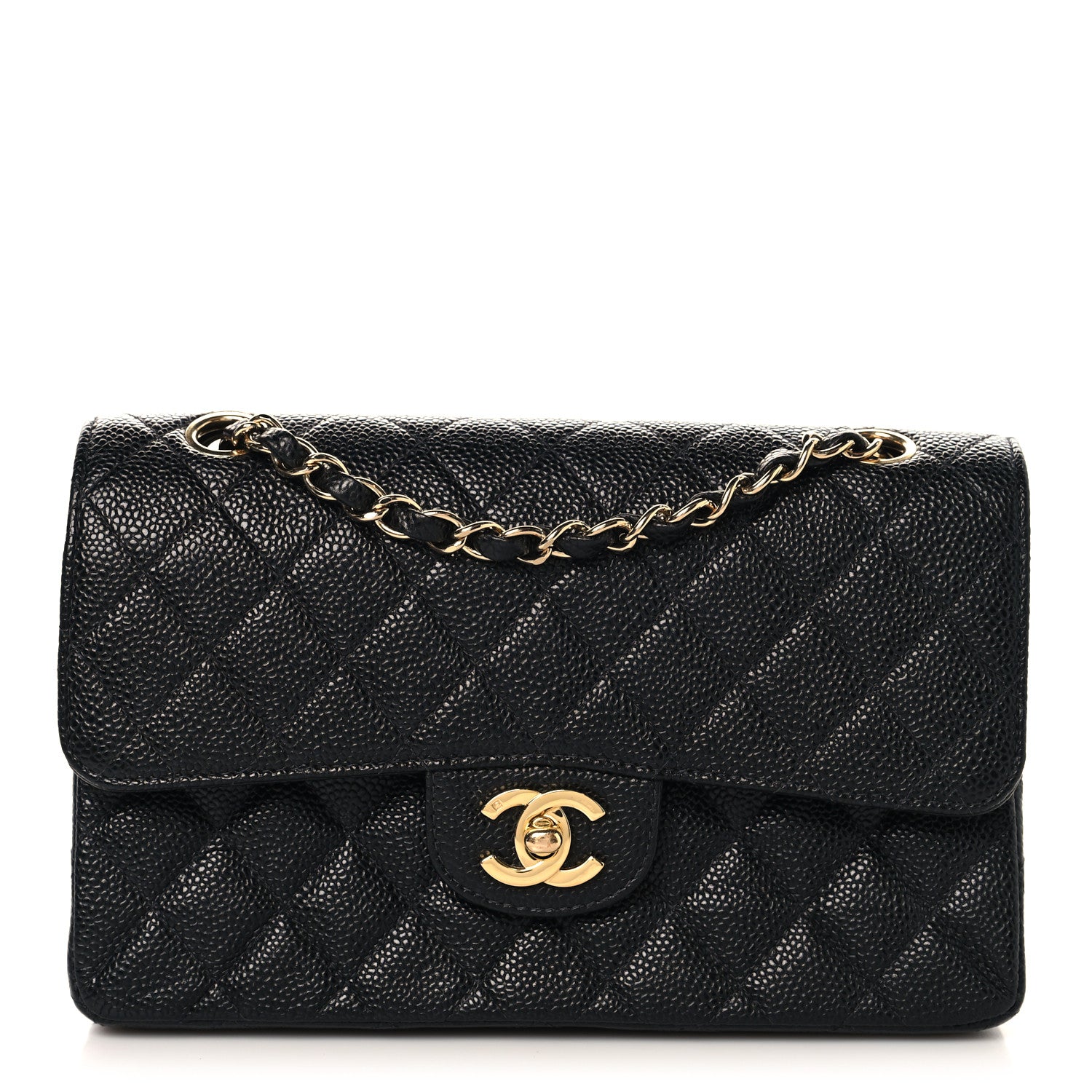 Caviar Quilted Small Double Flap Black