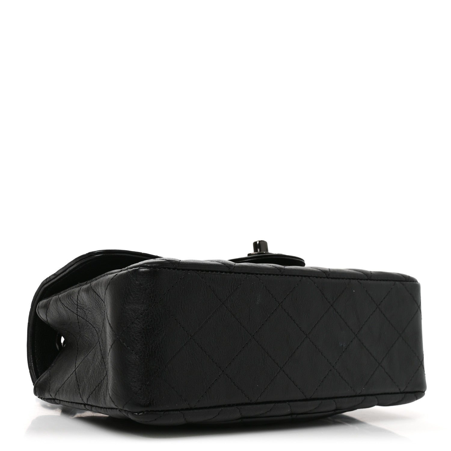 Crumpled Calfskin Quilted Mini Rectangular Flap So Black — view 4