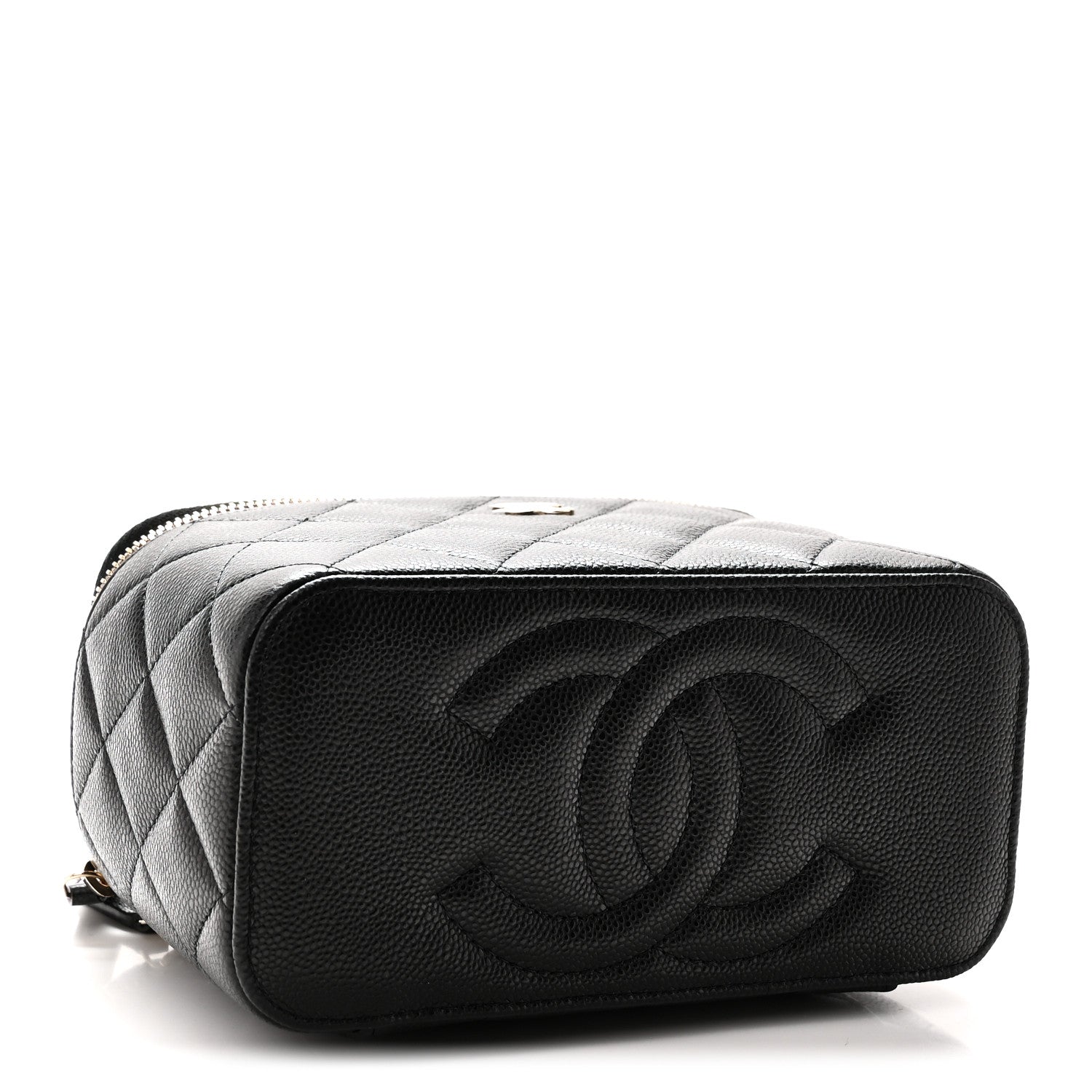 Caviar Quilted Small Vanity Case With Chain Black Black — view 4