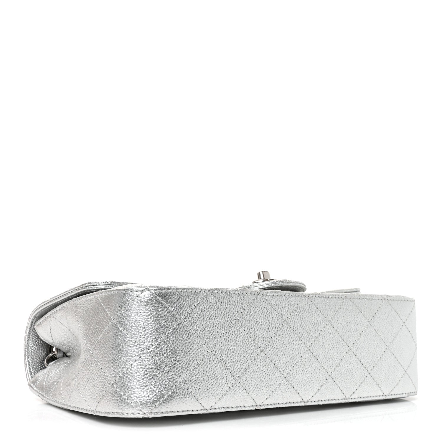 Metallic Caviar Quilted Medium CC Slide Flap Silver Silver — view 4