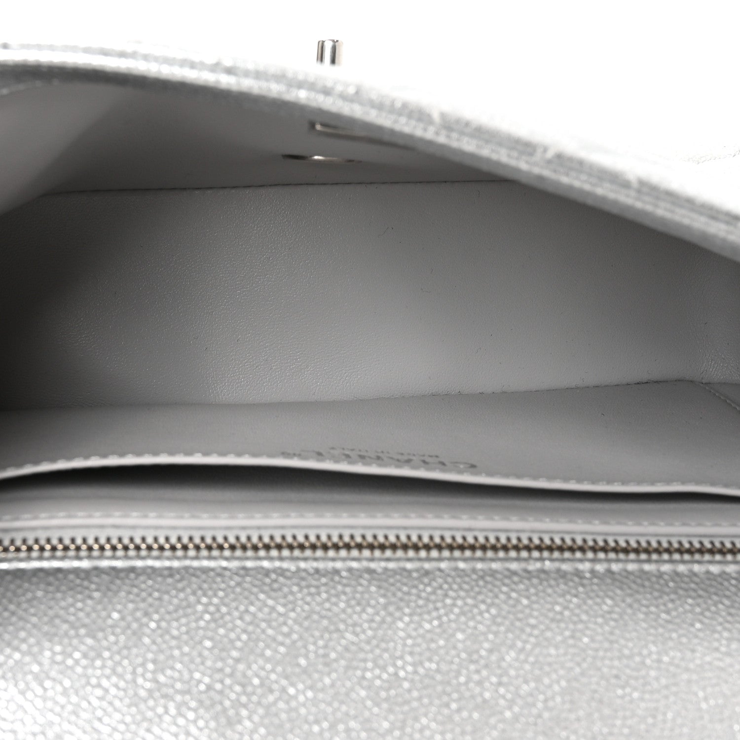Metallic Caviar Quilted Medium CC Slide Flap Silver Silver — view 5