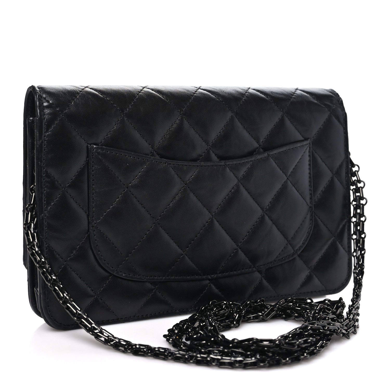 Aged Calfskin Quilted Reissue Wallet On Chain WOC So Black — view 3