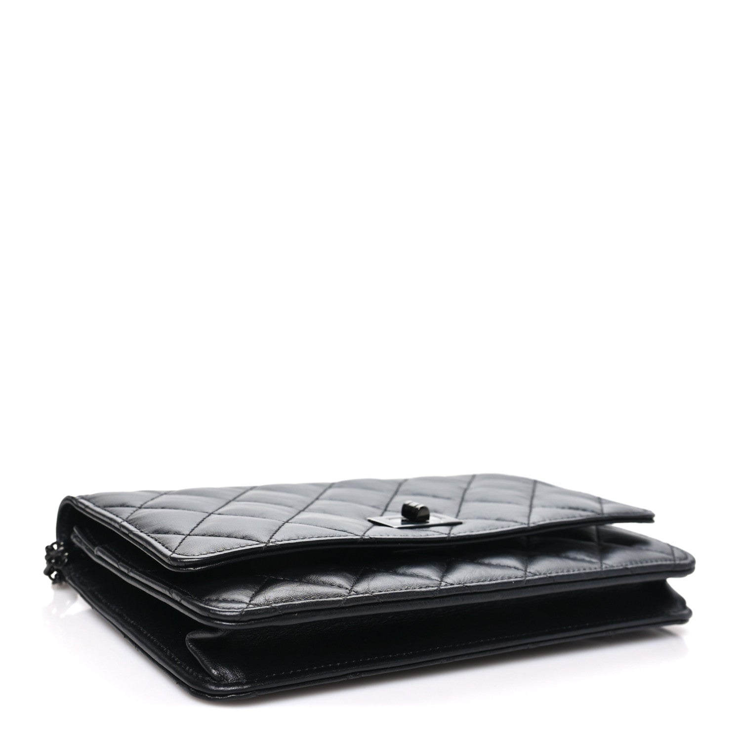 Aged Calfskin Quilted Reissue Wallet On Chain WOC So Black — view 4