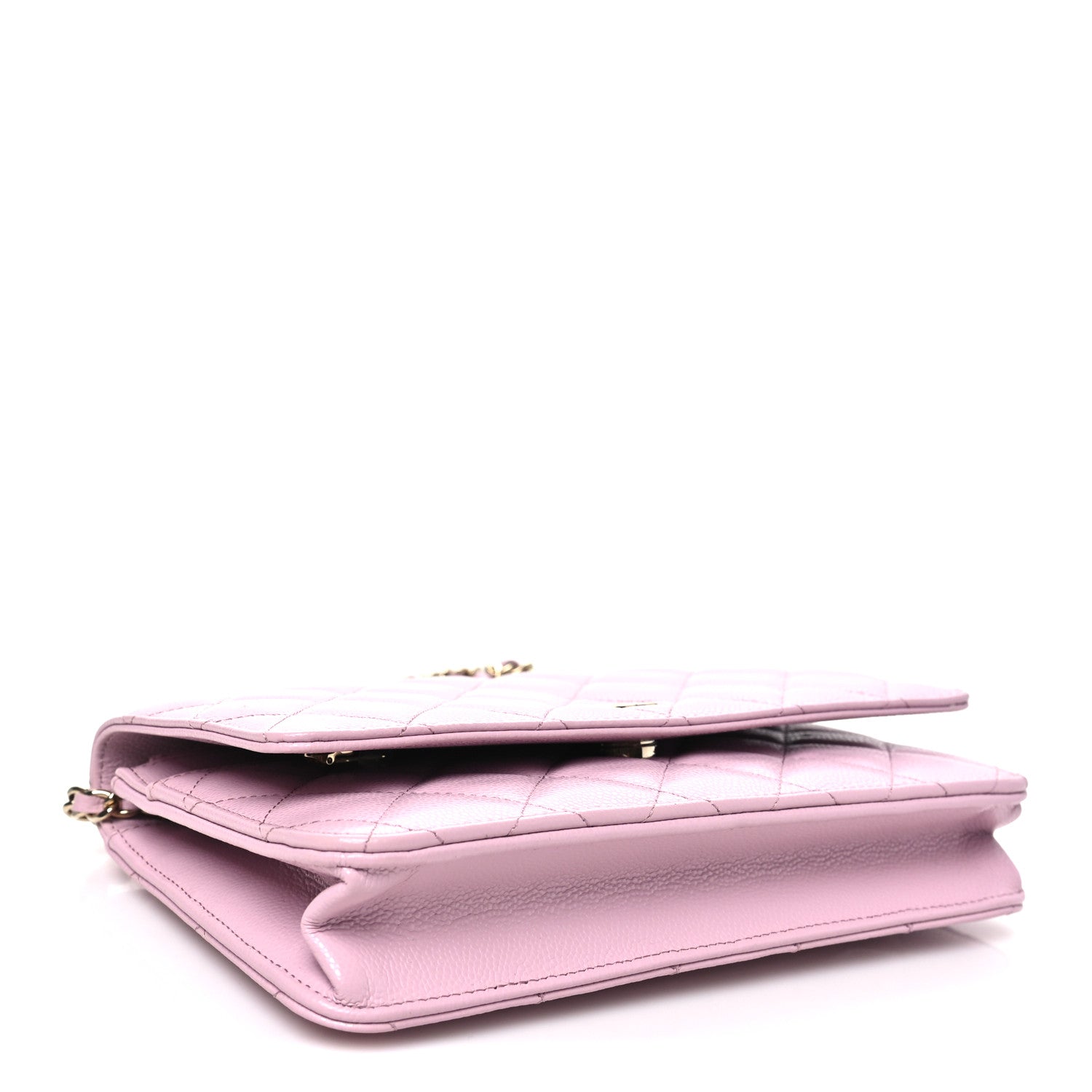 Caviar Quilted Wallet on Chain WOC Light Pink — view 4