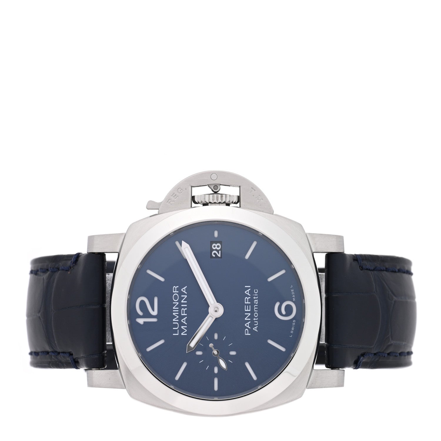 Stainless Steel Alligator 40mm Luminor Quaranta Automatic Watch Blue PAM01370 Blue — view 2