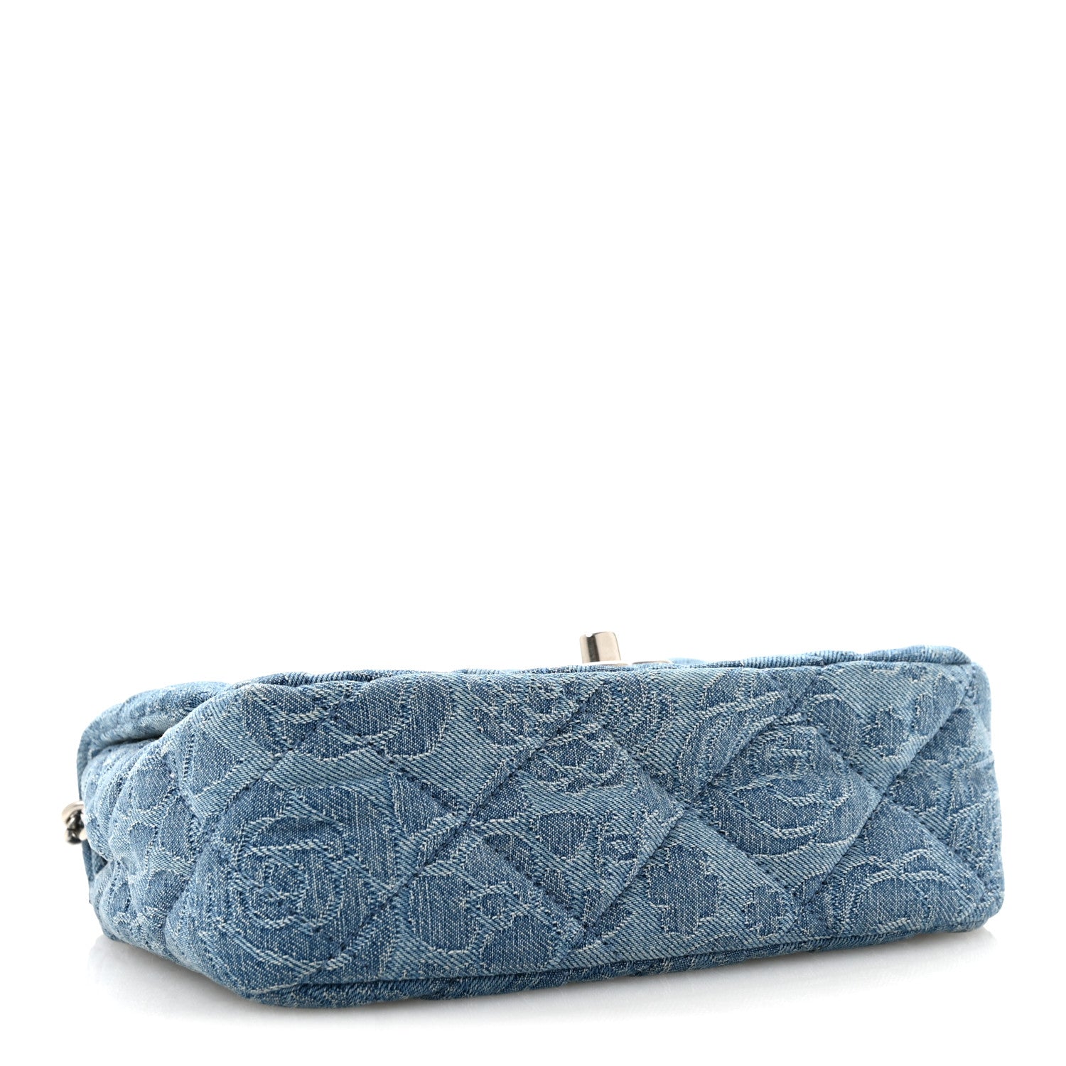 Denim Quilted Mini Camellia Sweetheart Flap Blue — view 4