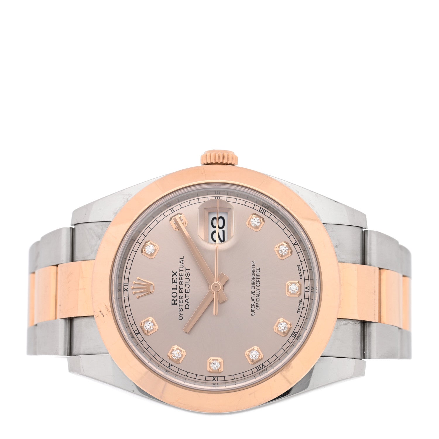 Stainless Steel 18K Everose Gold Diamond 41mm Oyster Perpetual Datejust Watch Sundust 126301 — view 2