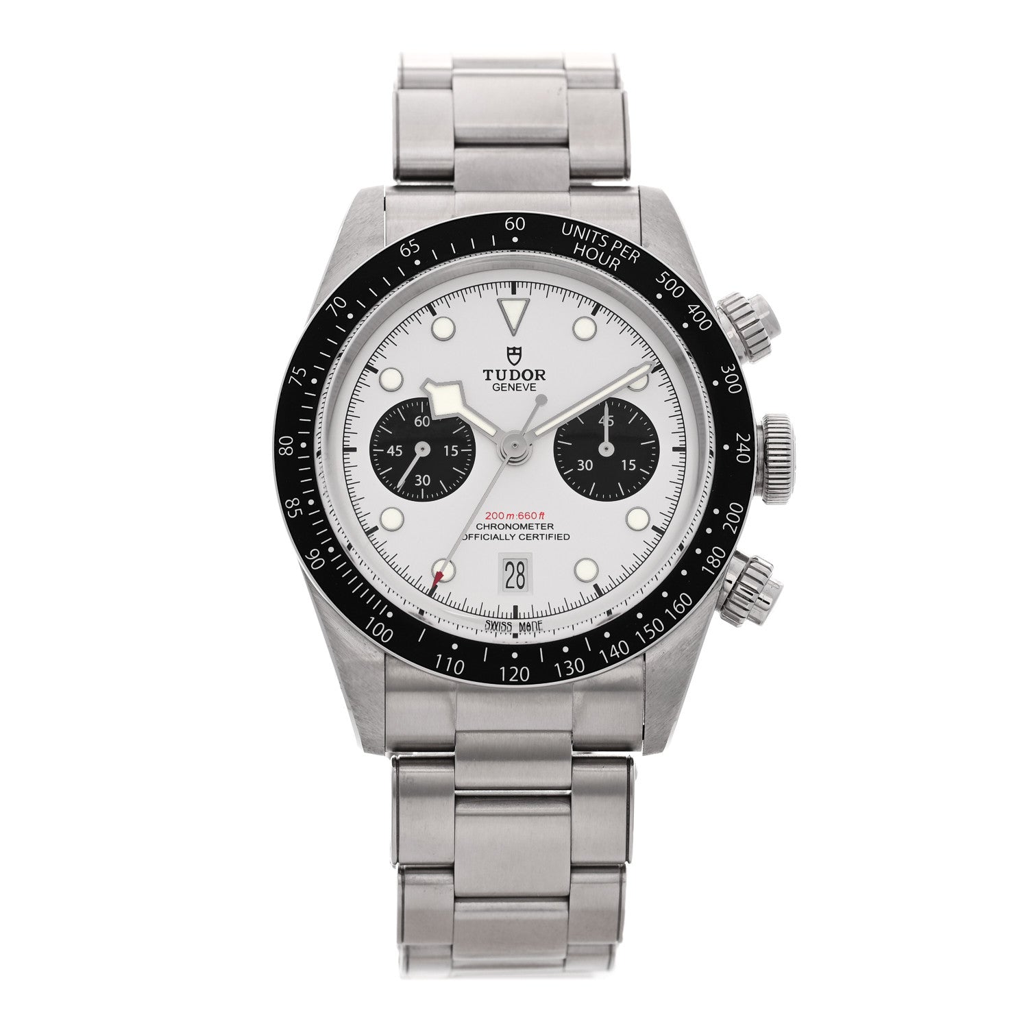 Stainless Steel 41mm Black Bay Chronograph Panda Automatic Watch White 79360N