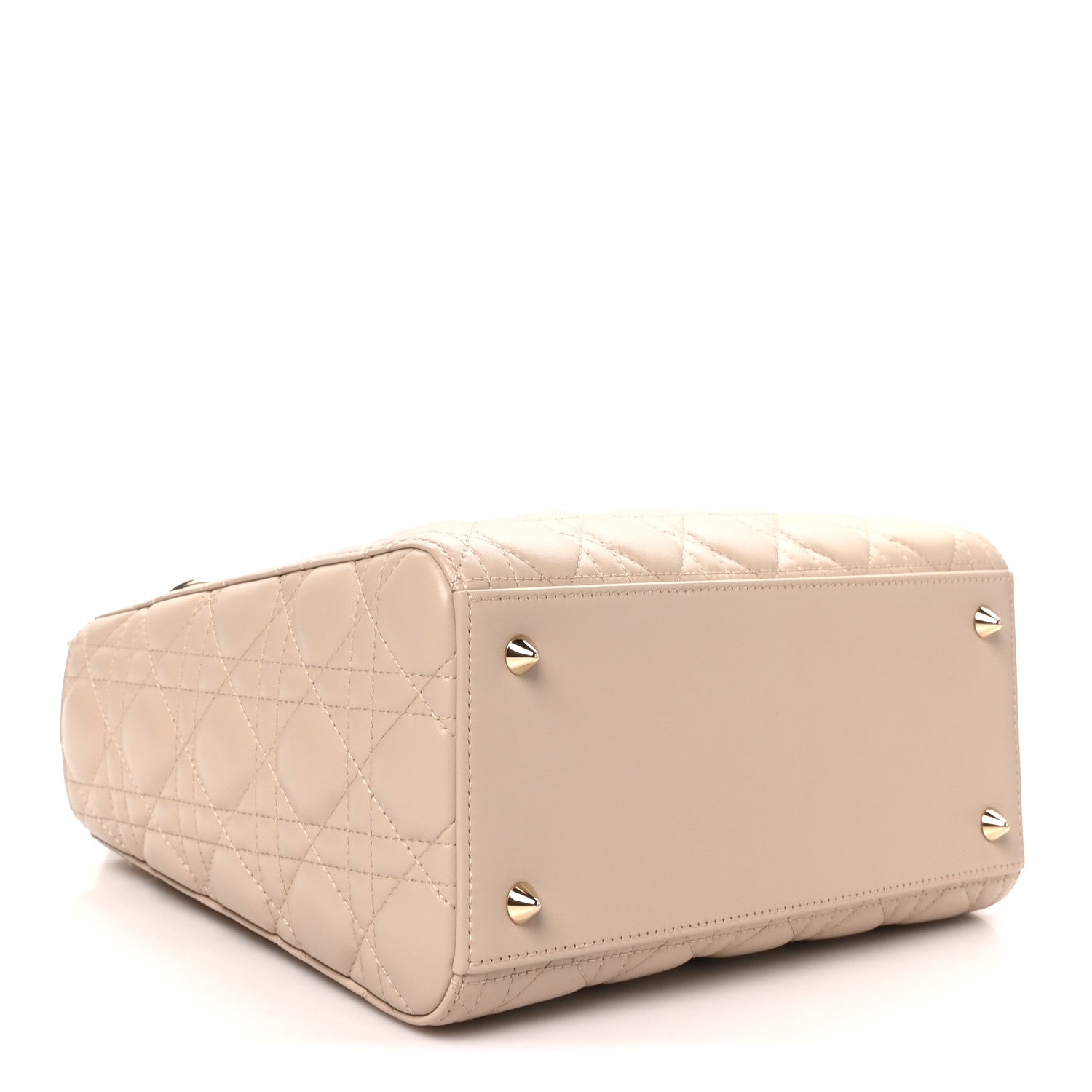 Lambskin Cannage Medium Lady Dior Powder Beige — view 4