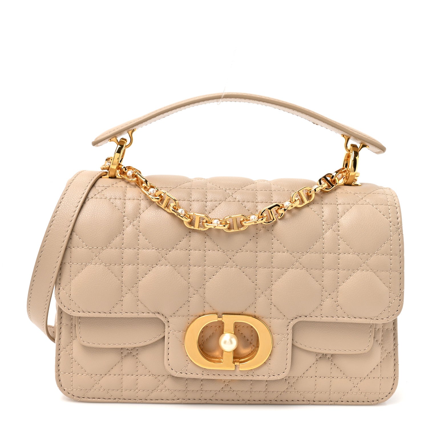 Lambskin Cannage Small Jolie Top Handle Bag Powder Beige Latte