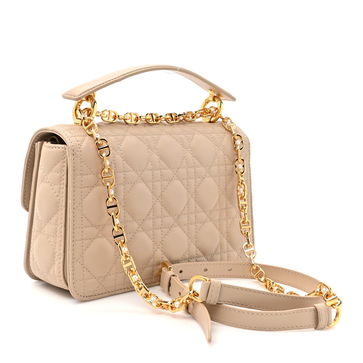 Lambskin Cannage Small Jolie Top Handle Bag Powder Beige Latte — view 3
