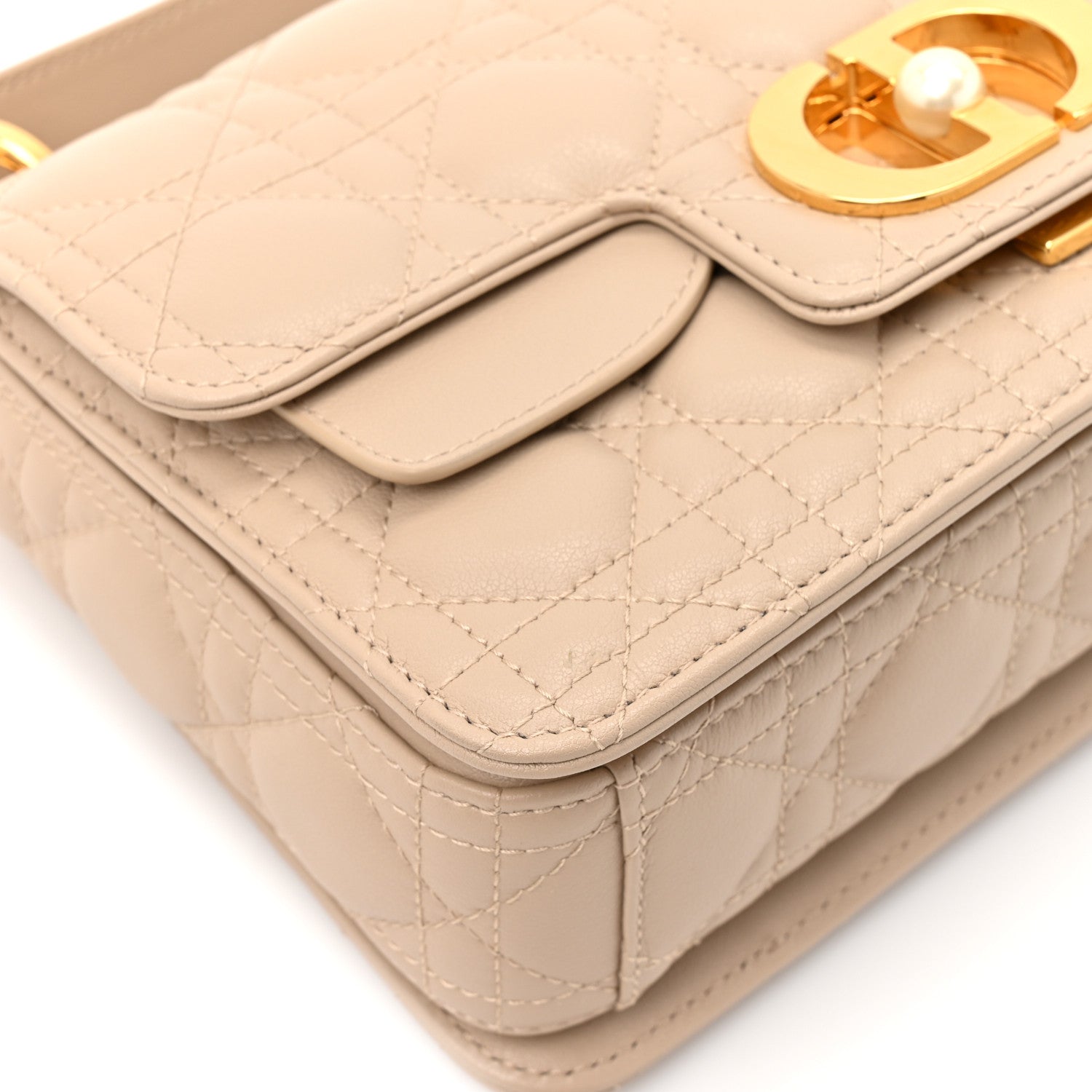 Lambskin Cannage Small Jolie Top Handle Bag Powder Beige Latte — view 5