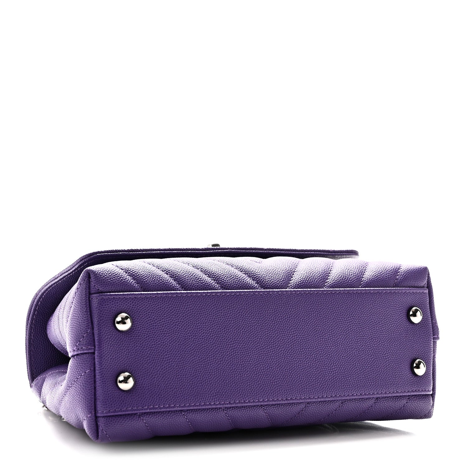 Caviar Chevron Quilted Mini Coco Handle Flap Purple — view 4