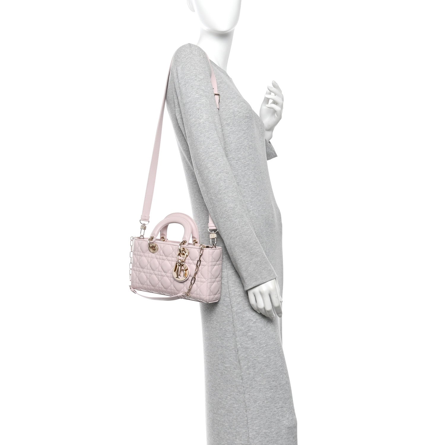 Lambskin Cannage Medium Lady D-Joy Light Pink — view 2