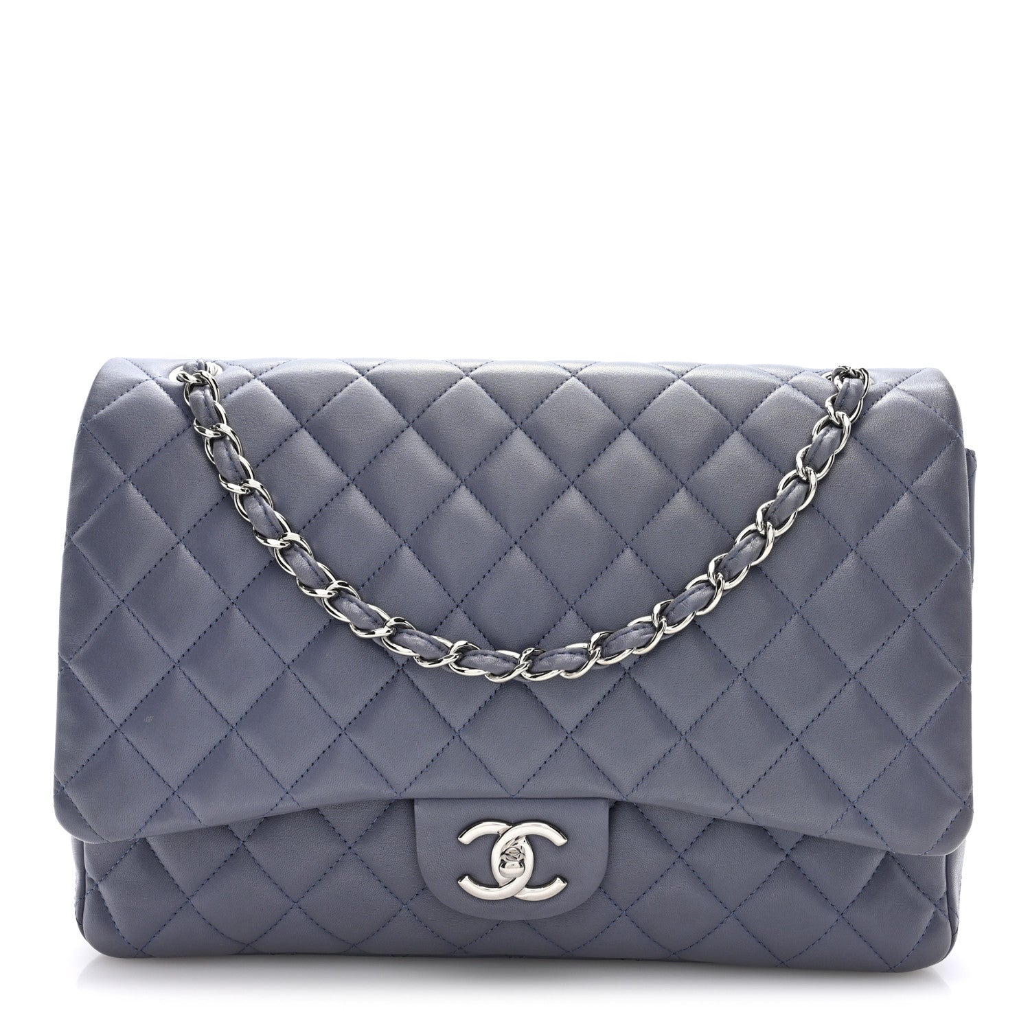 Lambskin Quilted Maxi Double Flap Purple
