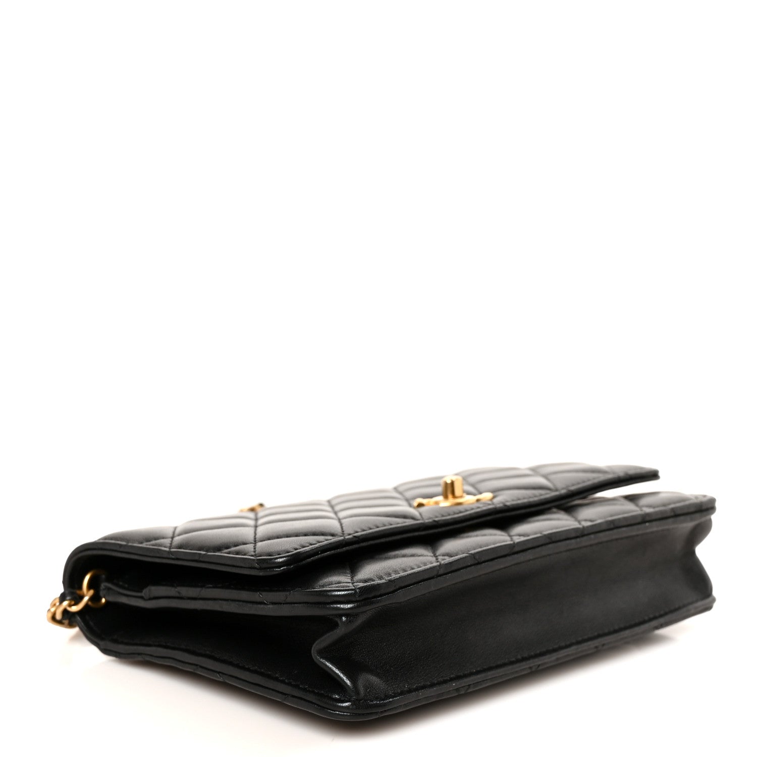 Lambskin Quilted CC Pearl Crush Wallet on Chain WOC Black — view 4
