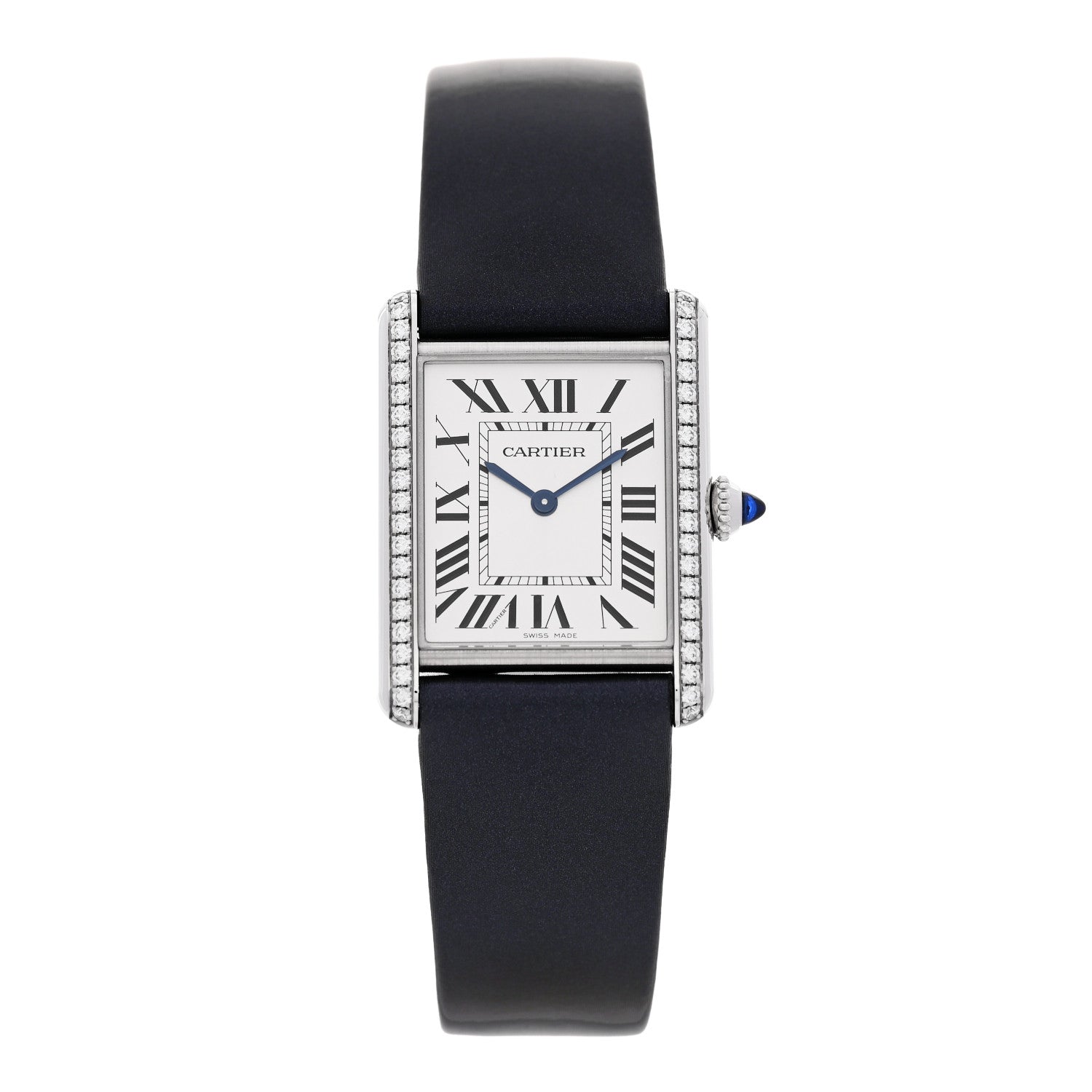 Stainless Steel Satin Diamond 25mm Must de Cartier Tank Quartz Watch
