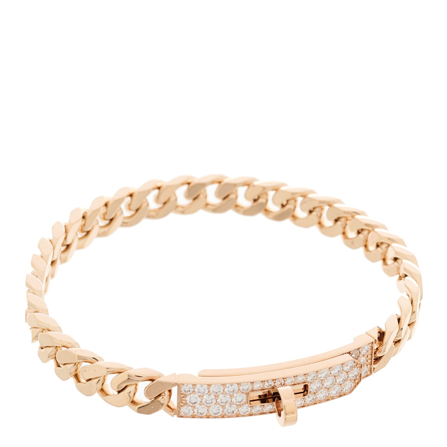 18K Rose Gold Diamond PM Kelly Gourmette Bracelet ST