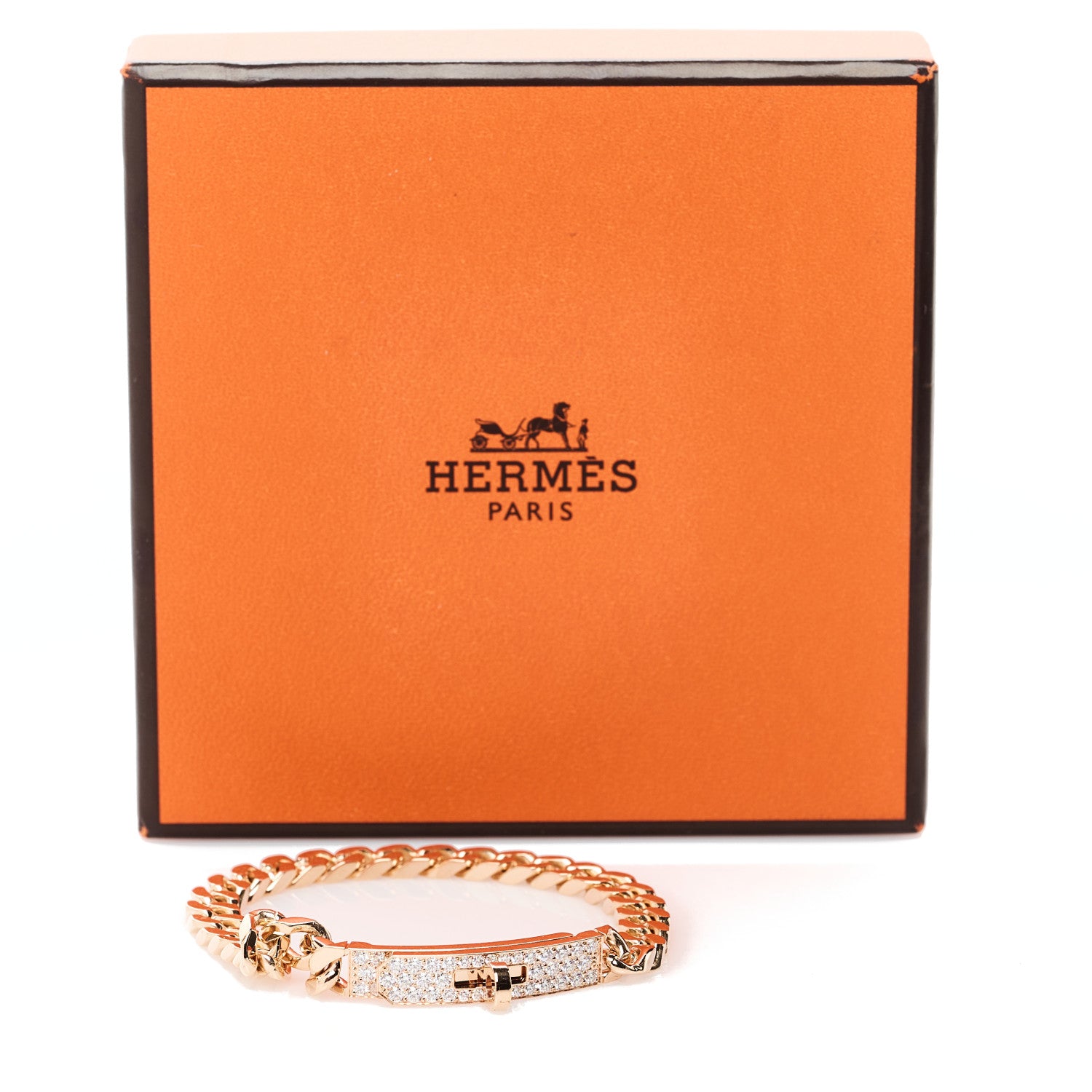 18K Rose Gold Diamond PM Kelly Gourmette Bracelet ST — view 4