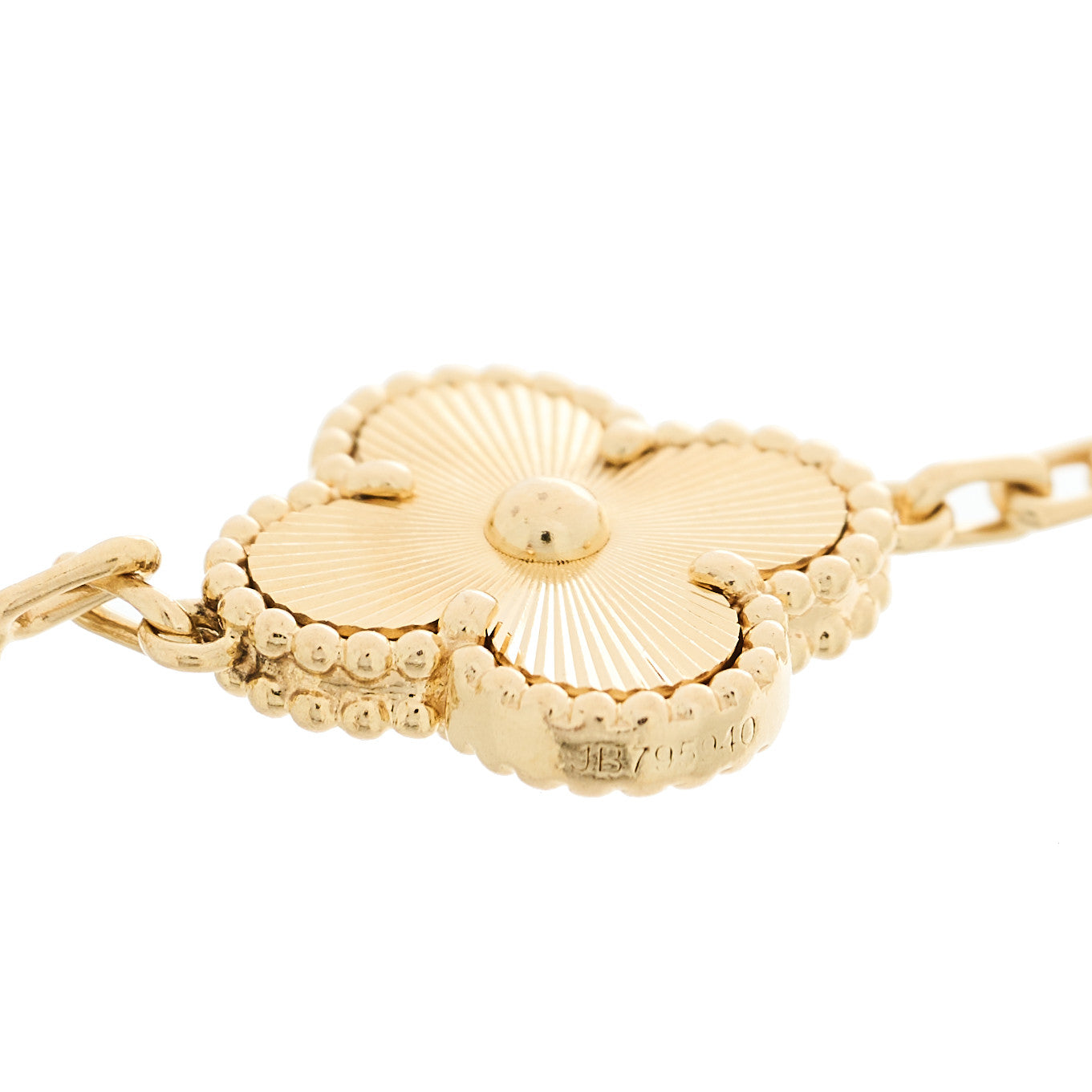 18K Yellow Gold 5 Motifs Guilloche Vintage Alhambra Bracelet — view 3