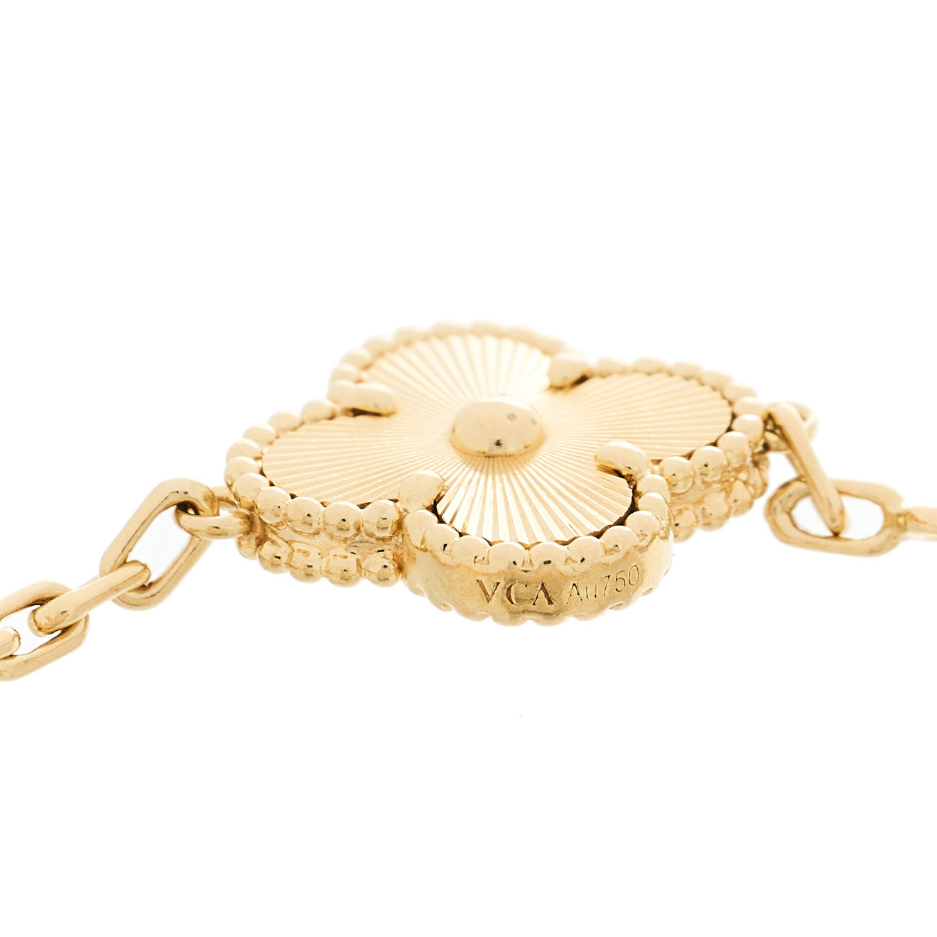 18K Yellow Gold 5 Motifs Guilloche Vintage Alhambra Bracelet — view 4