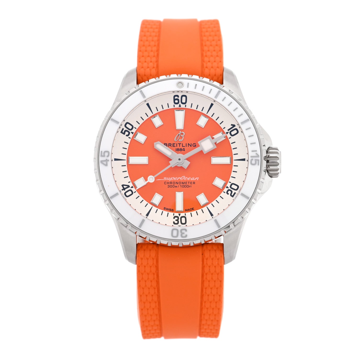 Stainless Steel Rubber 36mm Superocean II Automatic Watch Tangarine A17377211O1S1