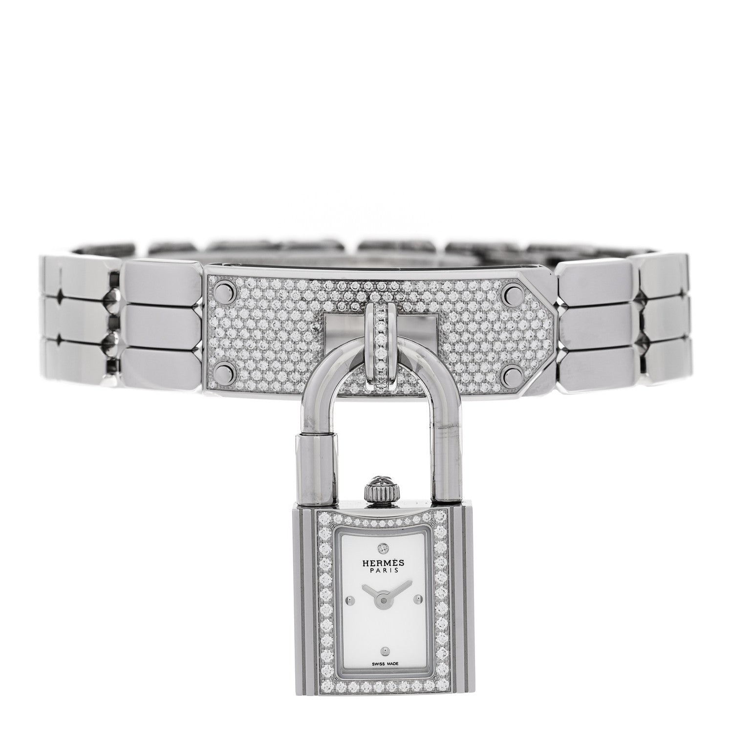 Stainless Steel Diamond Pave 16mm Kelly Quartz Watch — view 2