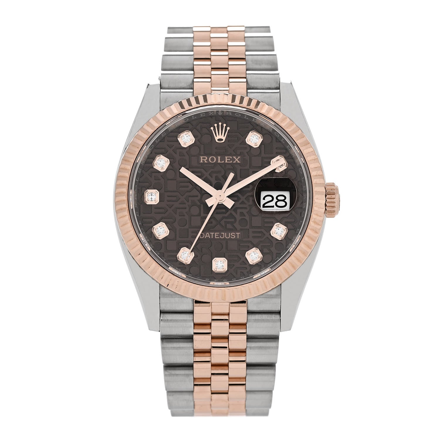 Stainless Steel 18K Everose Gold Diamond 36mm Oyster Perpetual Datejust Watch Chocolate Jubilee 126231