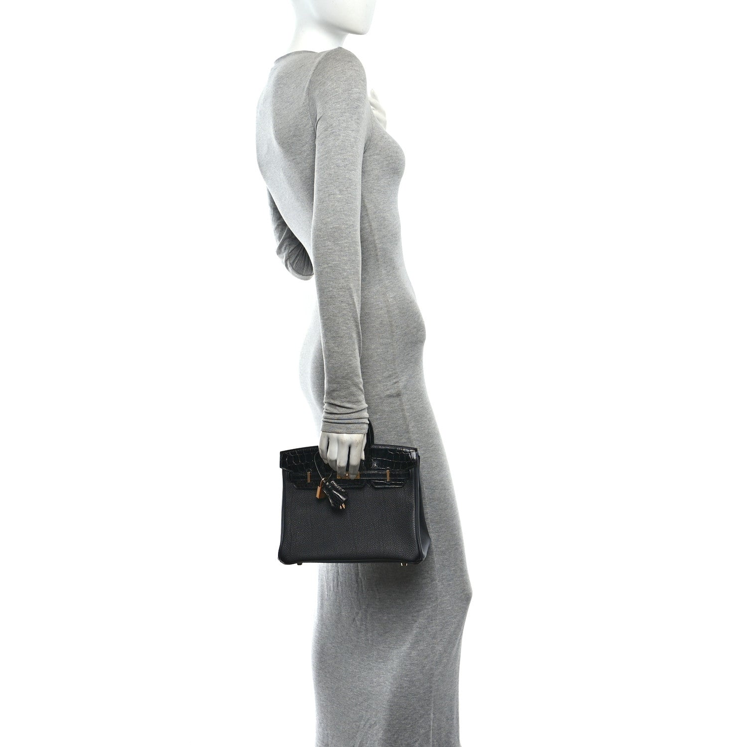 Togo Shiny Niloticus Crocodile Birkin Touch 25 Black — view 2