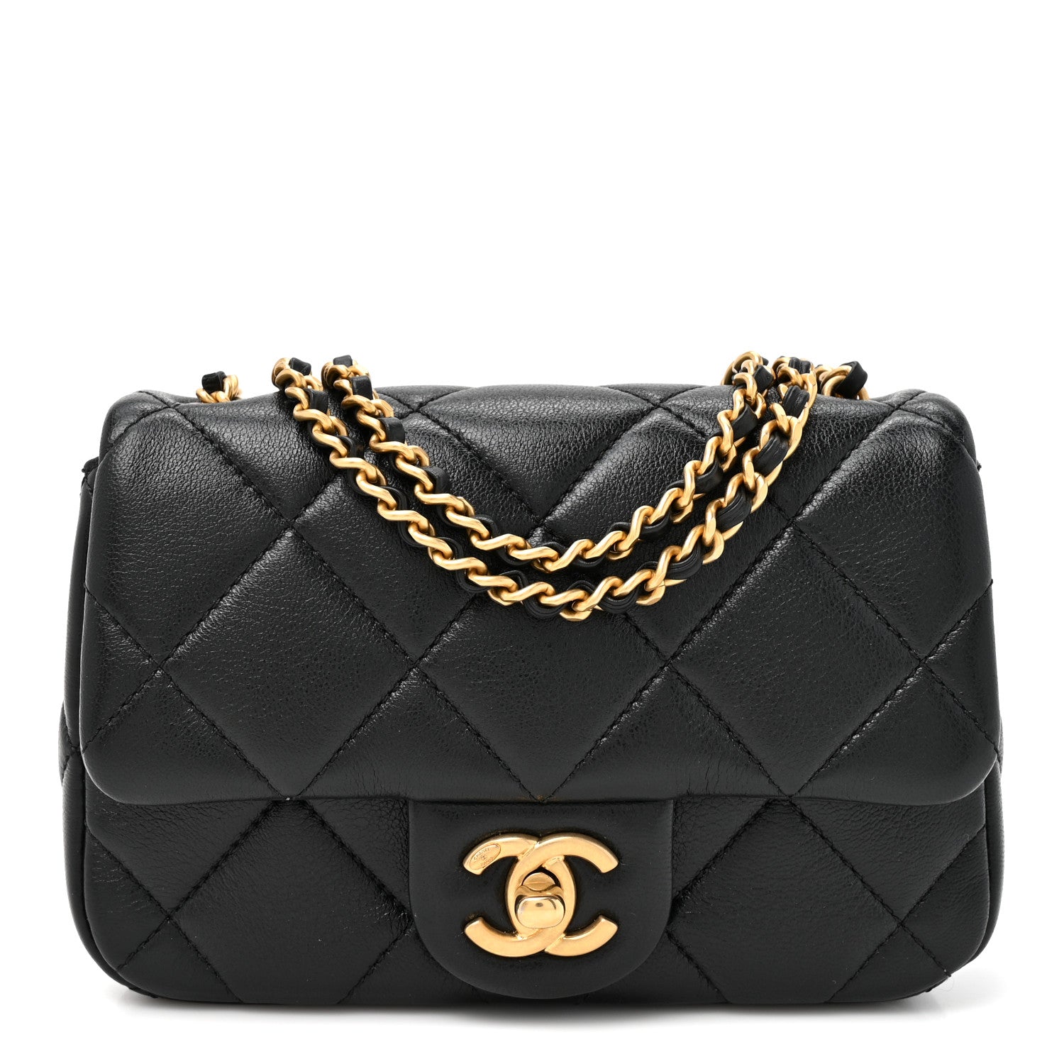 Lambskin Quilted Pearl Small Flap Black Black
