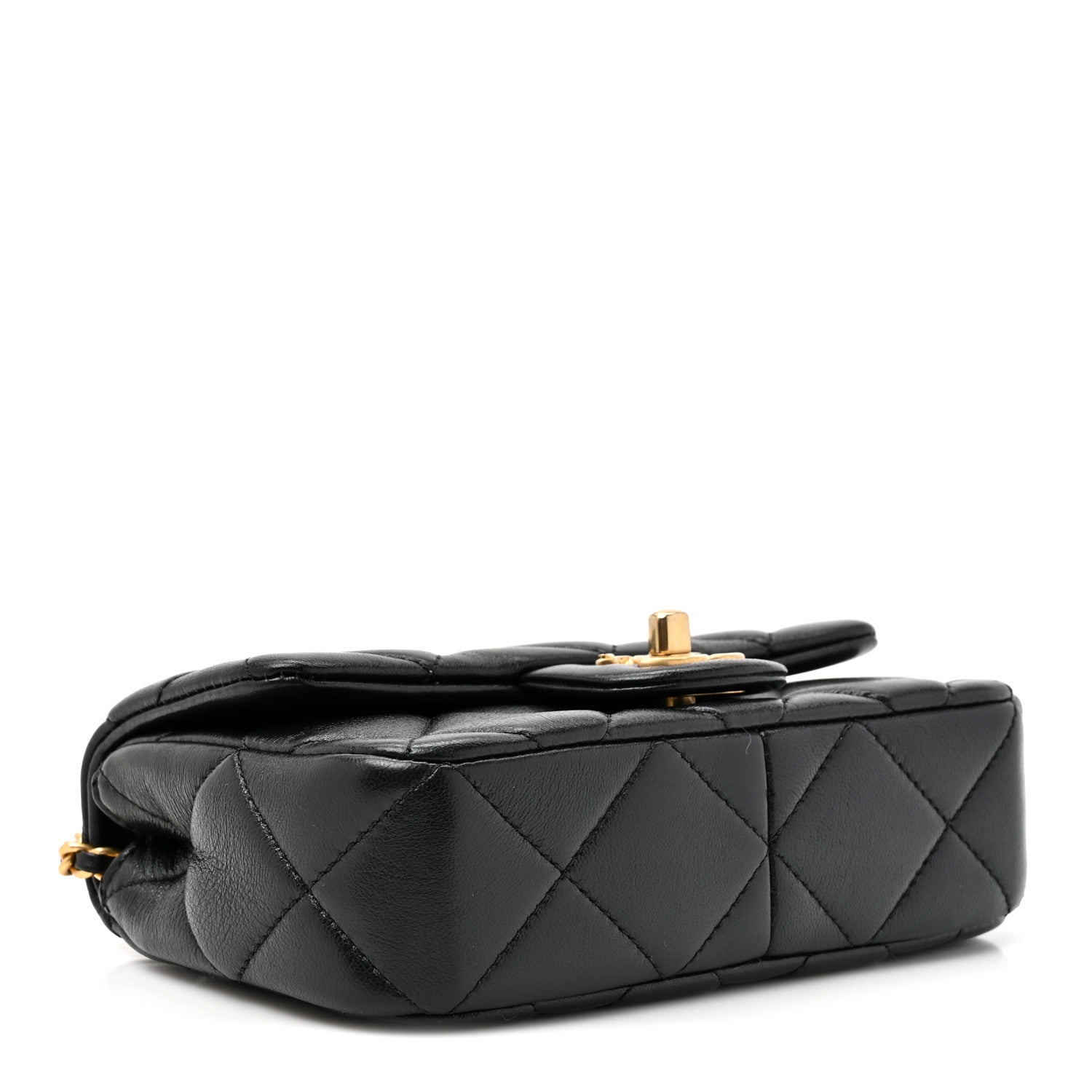 Lambskin Quilted Pearl Small Flap Black Black — view 4
