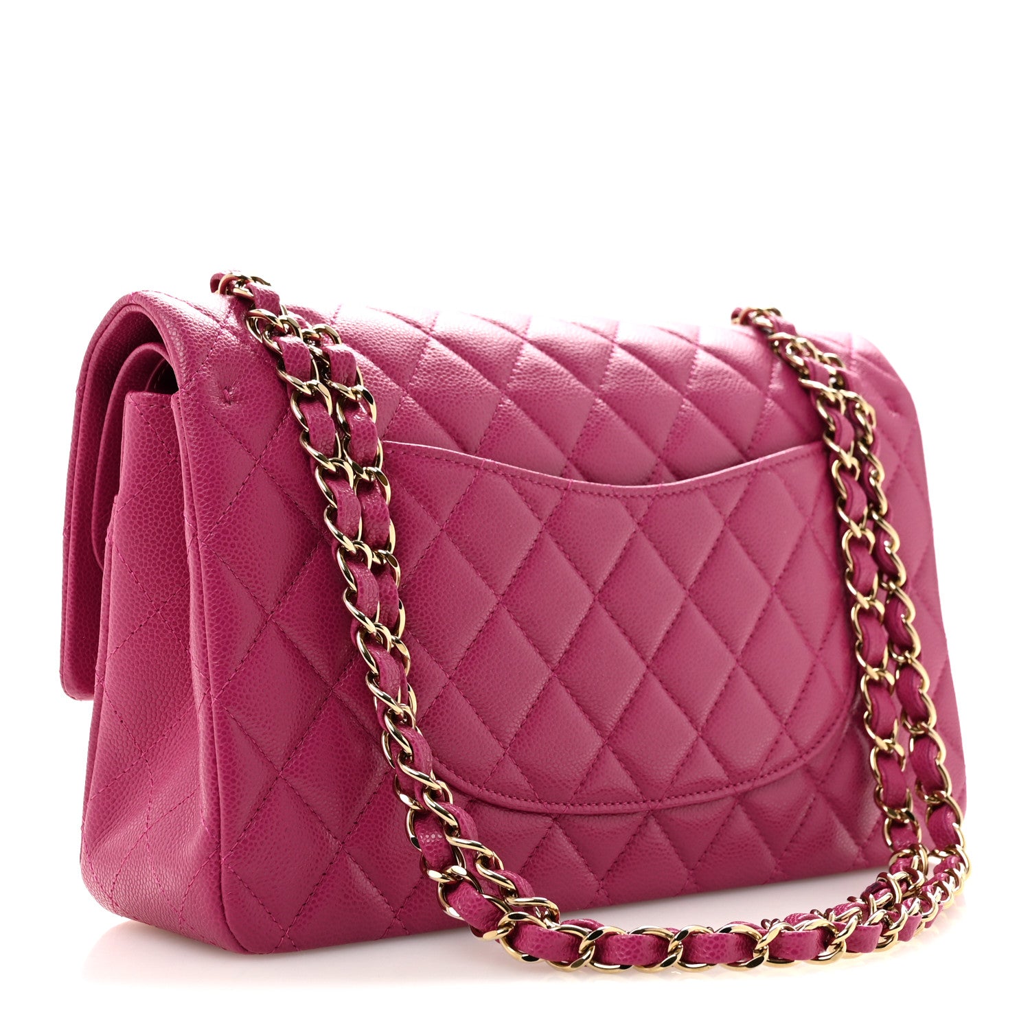 Caviar Quilted Medium Double Flap Purple — view 3