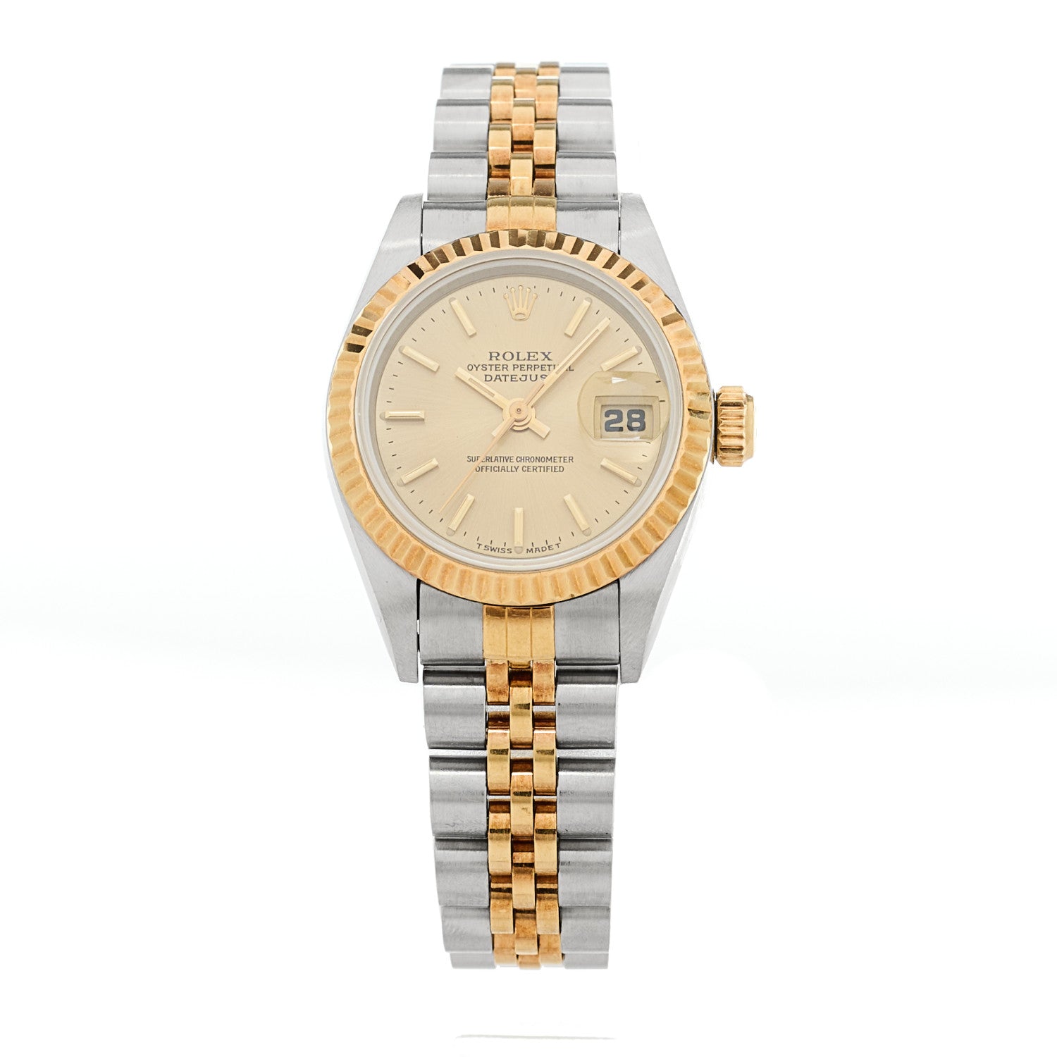 Stainless Steel 18K Yellow Gold 26mm Oyster Perpetual Datejust Watch Champagne 69173