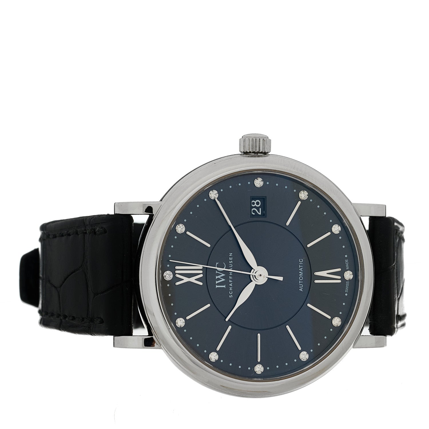 Stainless Steel Alligator Diamond 37mm Portofino Automatic Watch Grey IW458102 — view 2