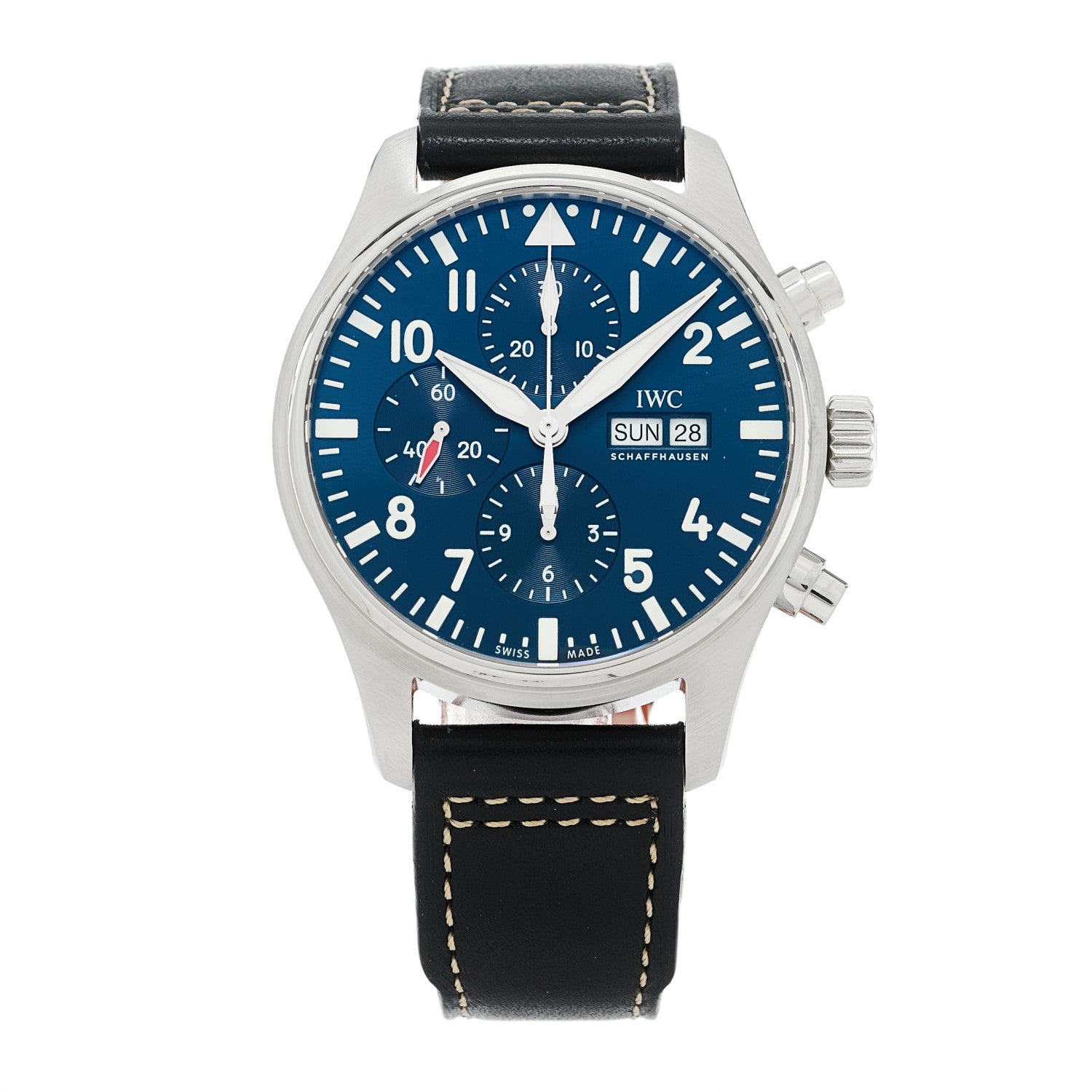 Stainless Steel Calfskin 43mm Pilot "Le Petit Prince" Chronograph Automatic Watch Blue IW377714
