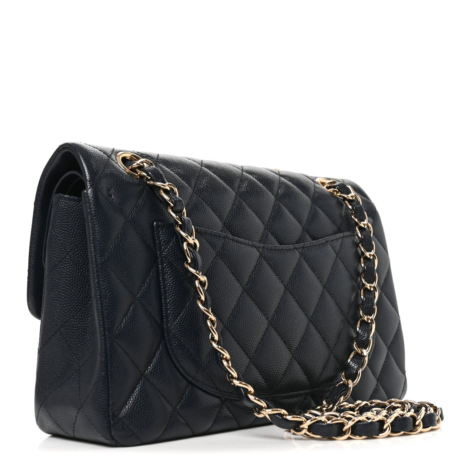 Caviar Quilted Small Double Flap Dark Navy — view 3