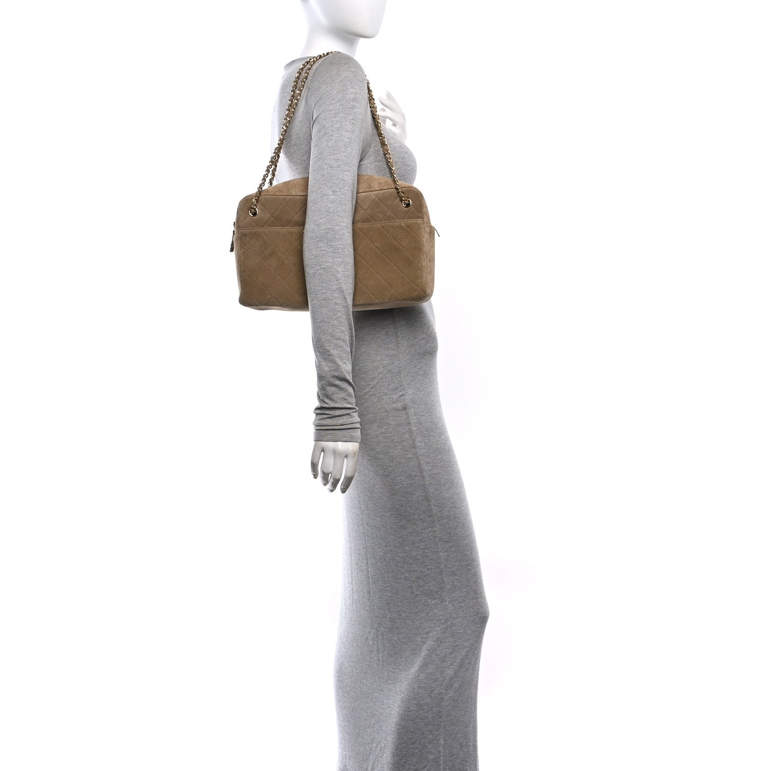 Suede Calfskin Quilted Camerissimo Case Beige — view 2
