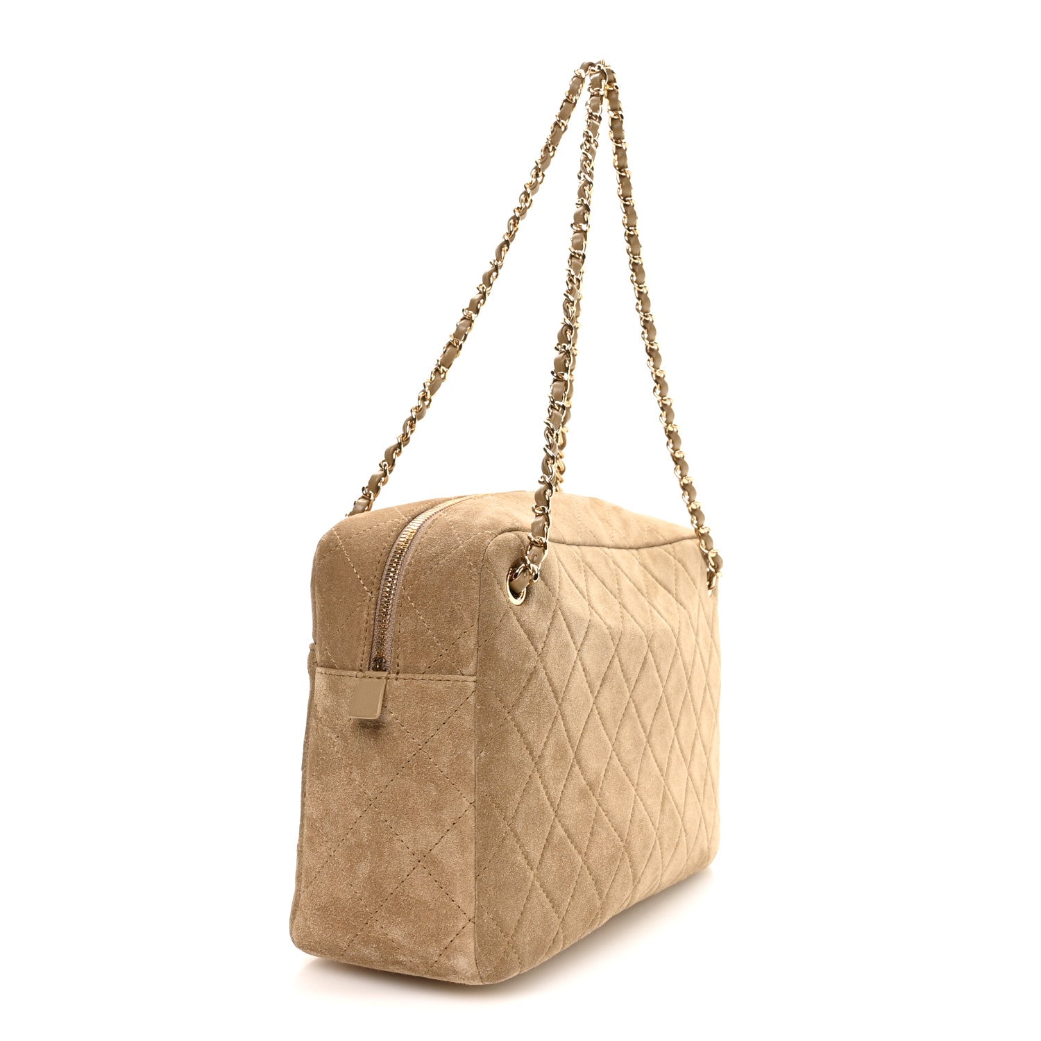 Suede Calfskin Quilted Camerissimo Case Beige — view 3