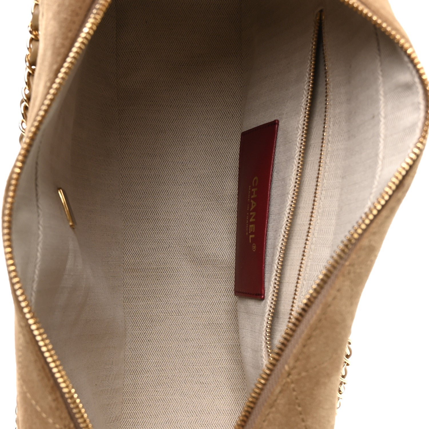 Suede Calfskin Quilted Camerissimo Case Beige — view 5