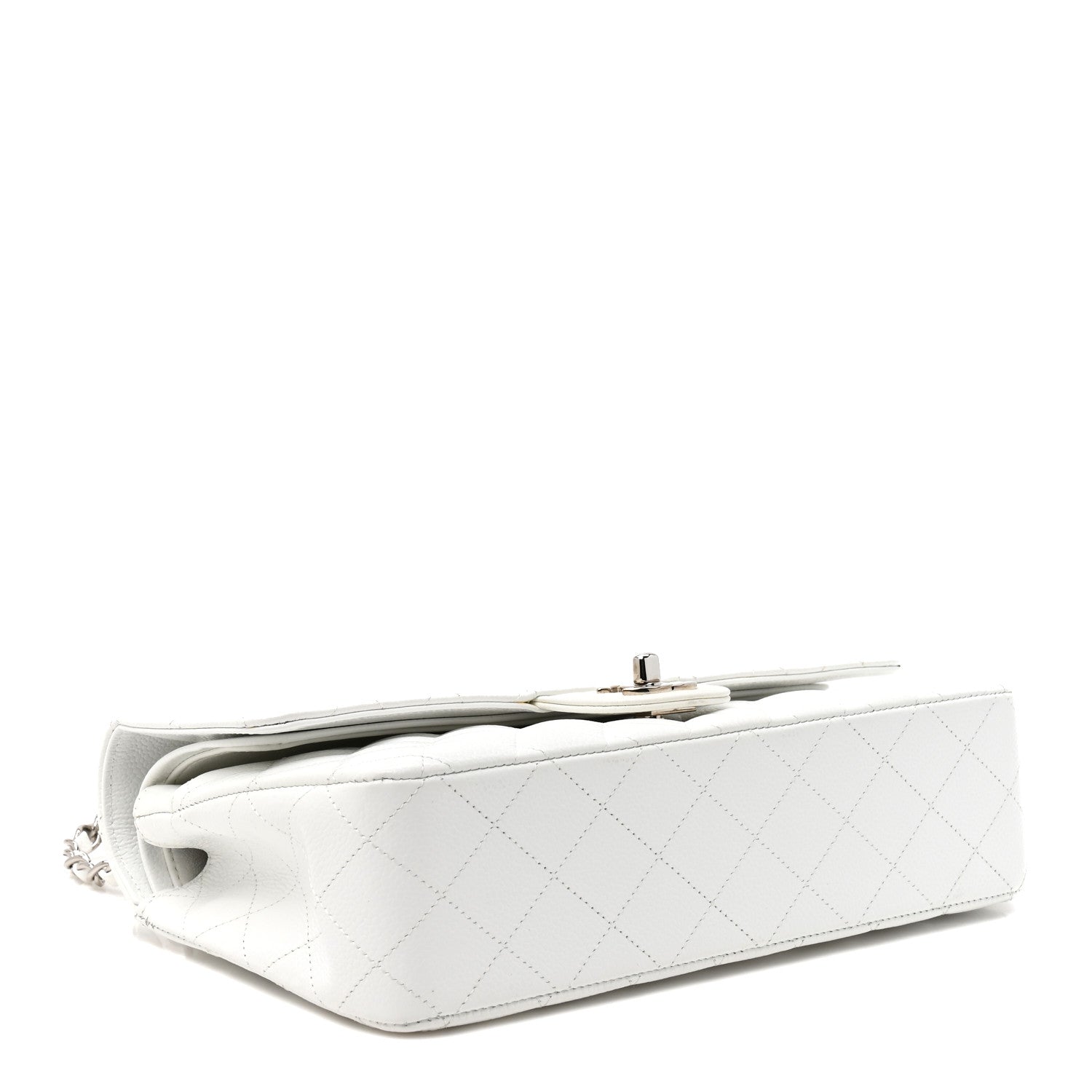 Caviar Quilted Medium Double Flap White — view 4