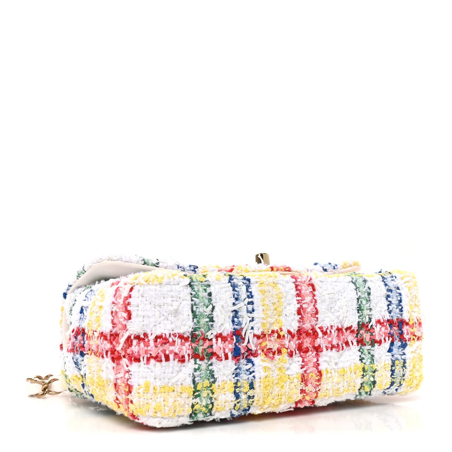 Tweed Quilted Mini Rectangular Flap White Red Yellow Blue Green — view 4
