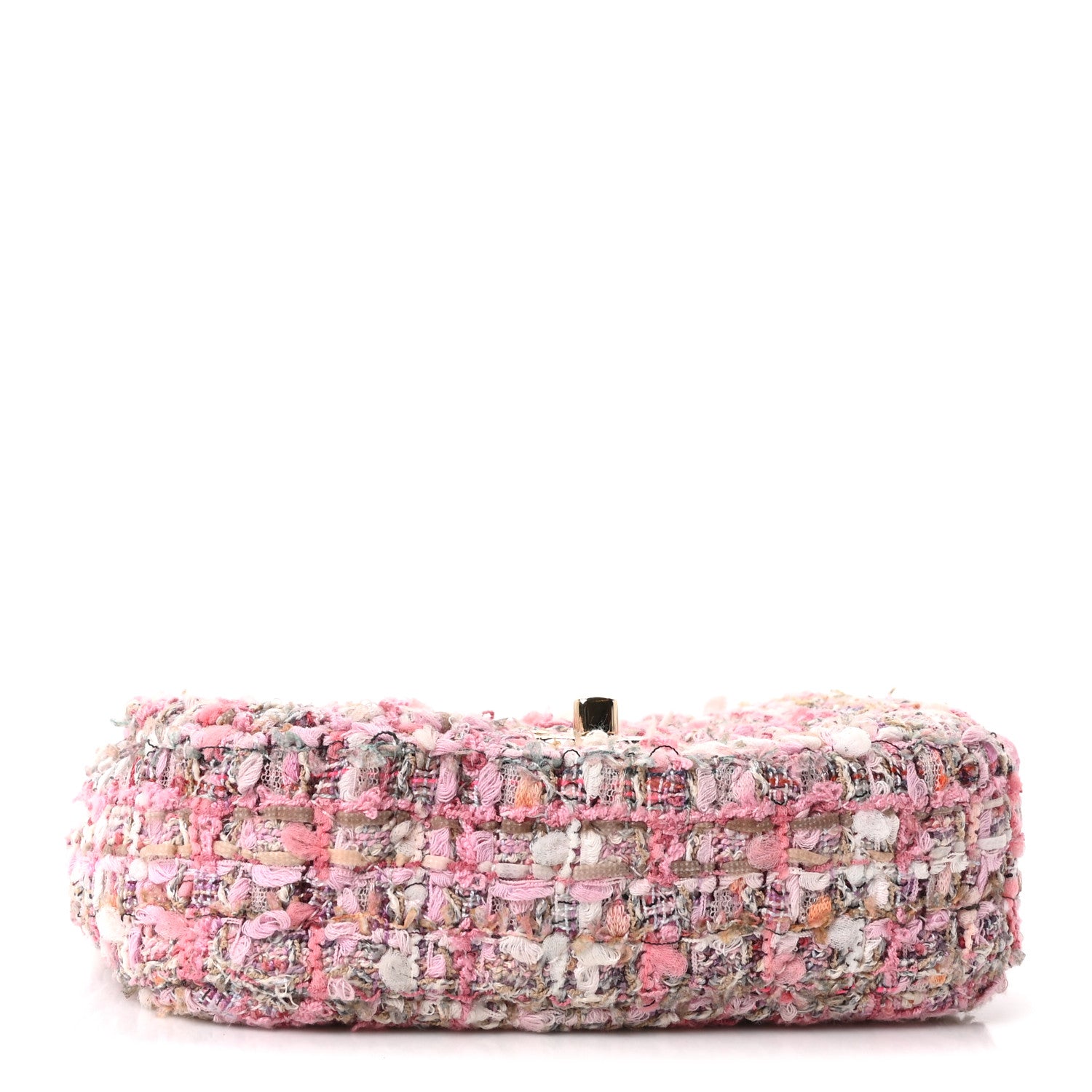 Tweed Mini Pearl Handle Flap Pink Beige Orange Ecru — view 4