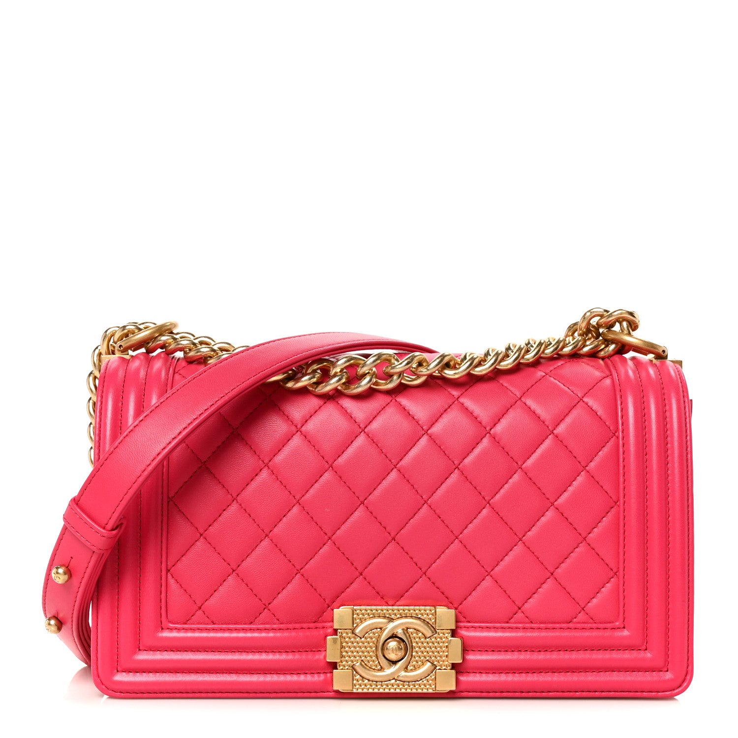 Lambskin Quilted Medium Boy Flap Pink