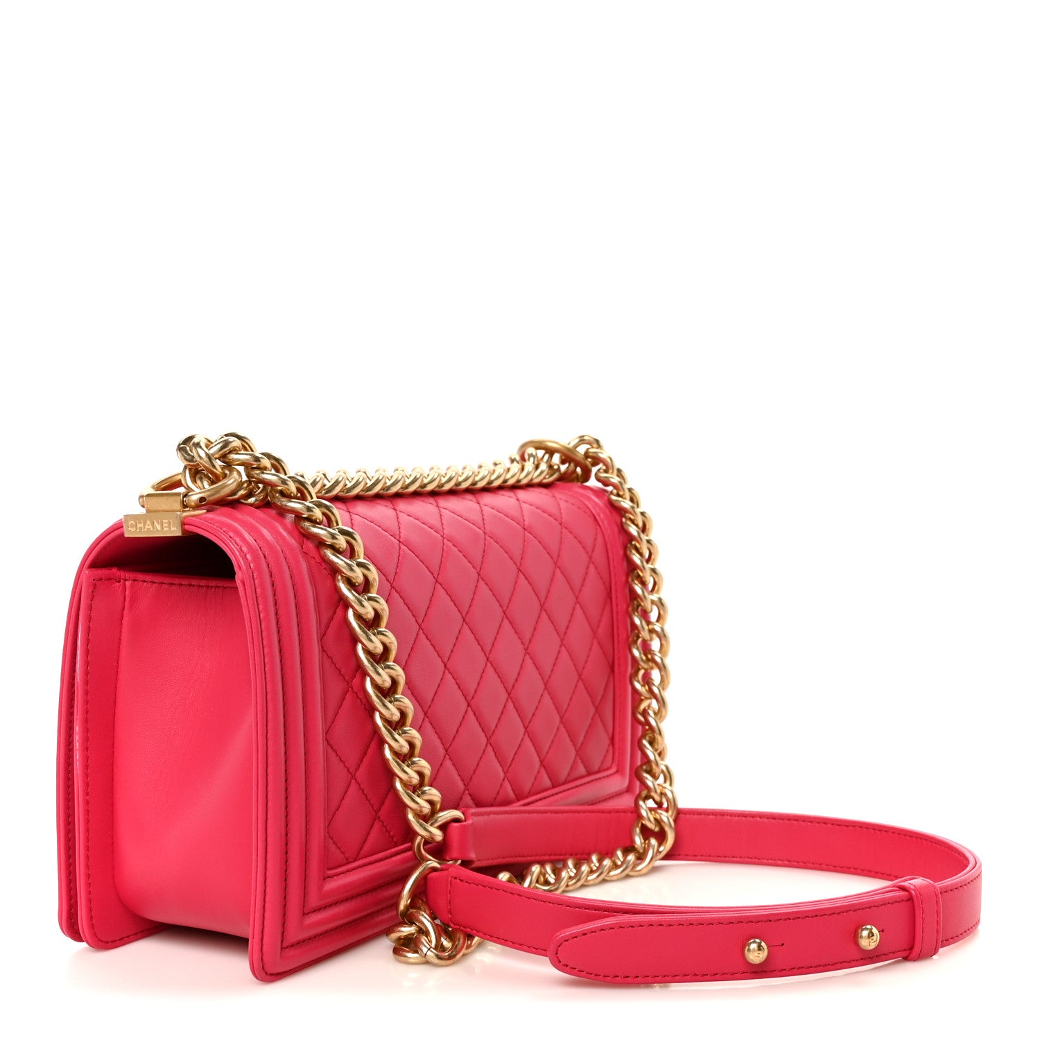 Lambskin Quilted Medium Boy Flap Pink — view 3