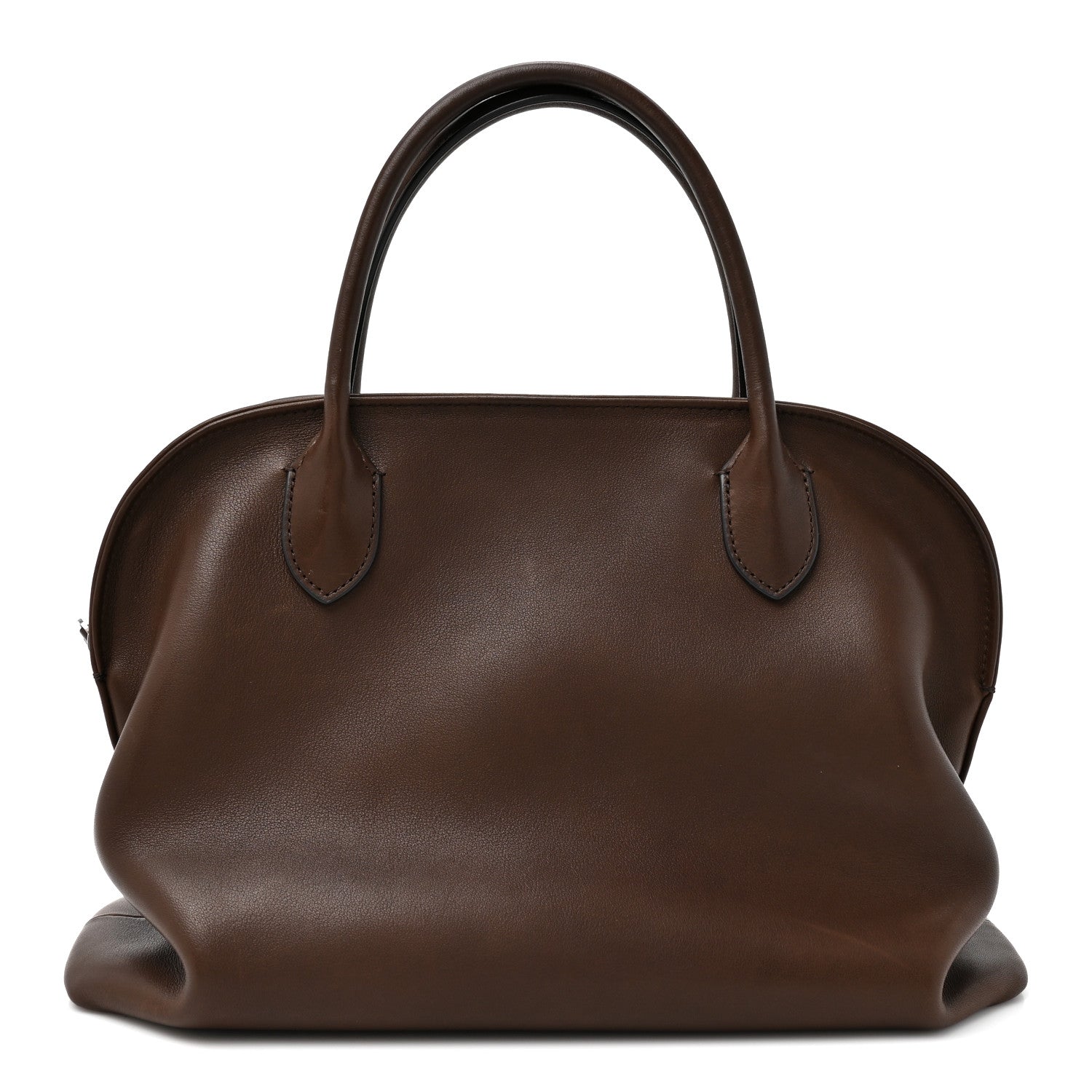 Polished Saddle Calfskin Agnes Bag Deep Brown