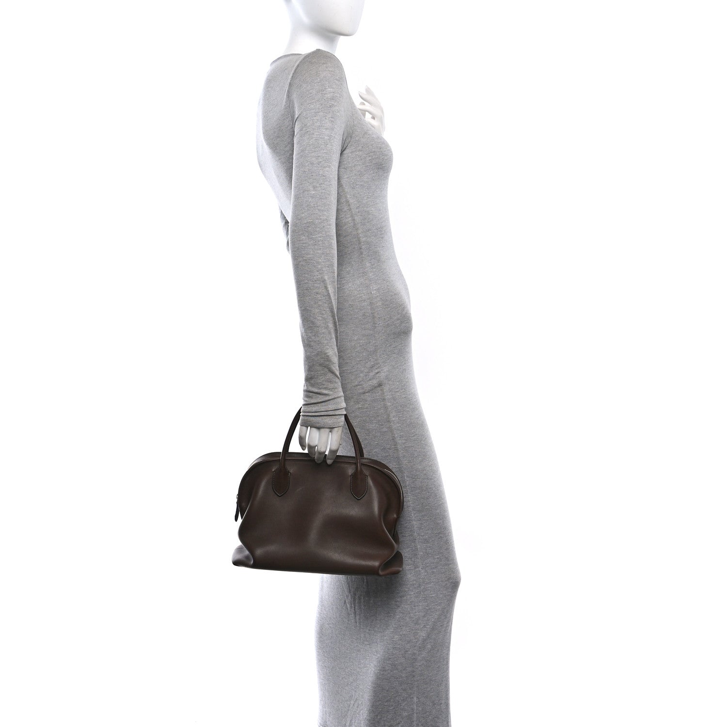 Polished Saddle Calfskin Agnes Bag Deep Brown — view 2