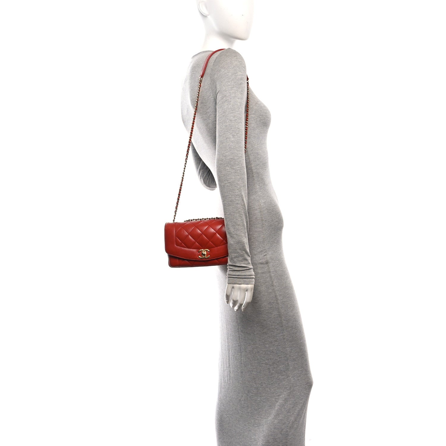 Lambskin Quilted Small Single Flap Red — view 2