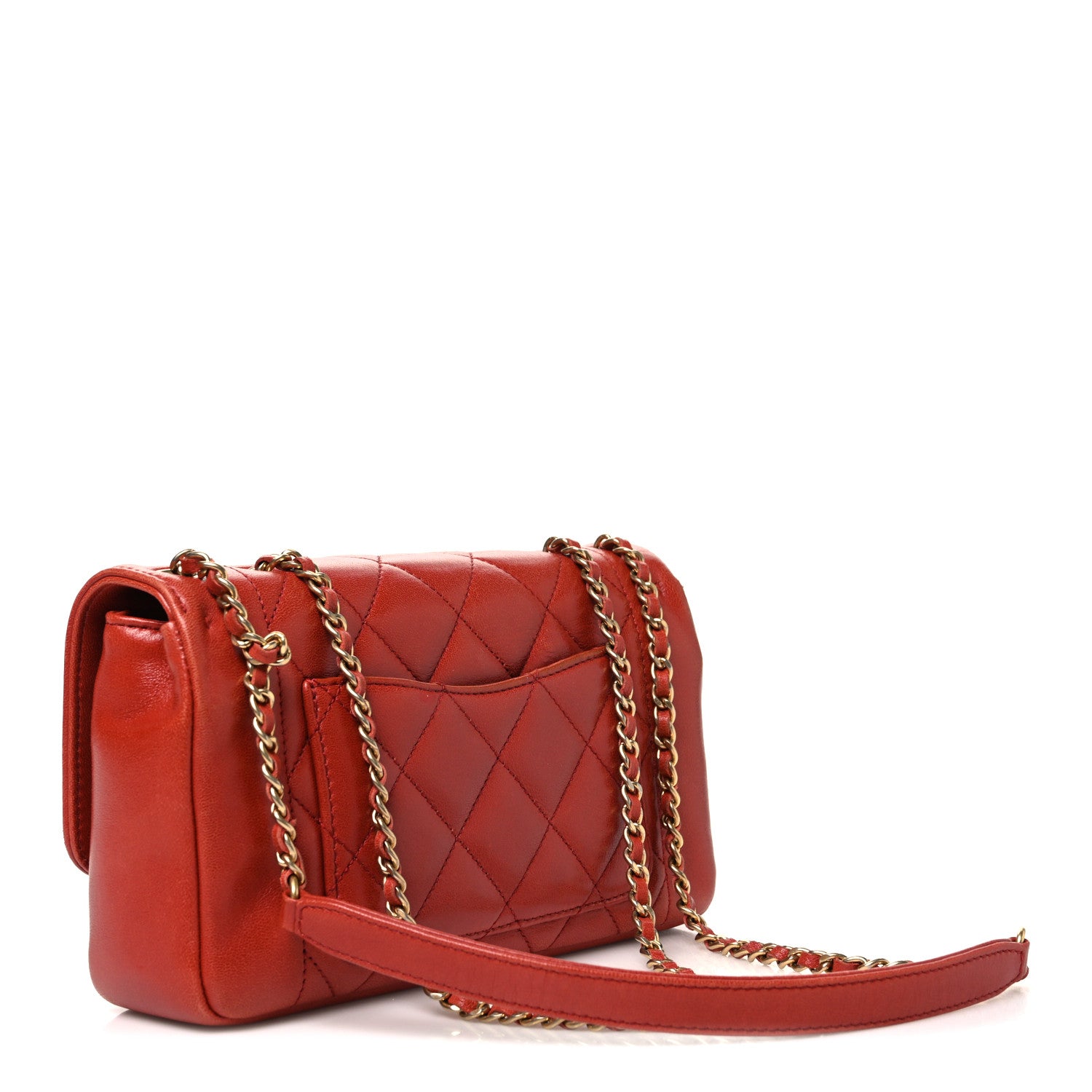 Lambskin Quilted Small Single Flap Red — view 3