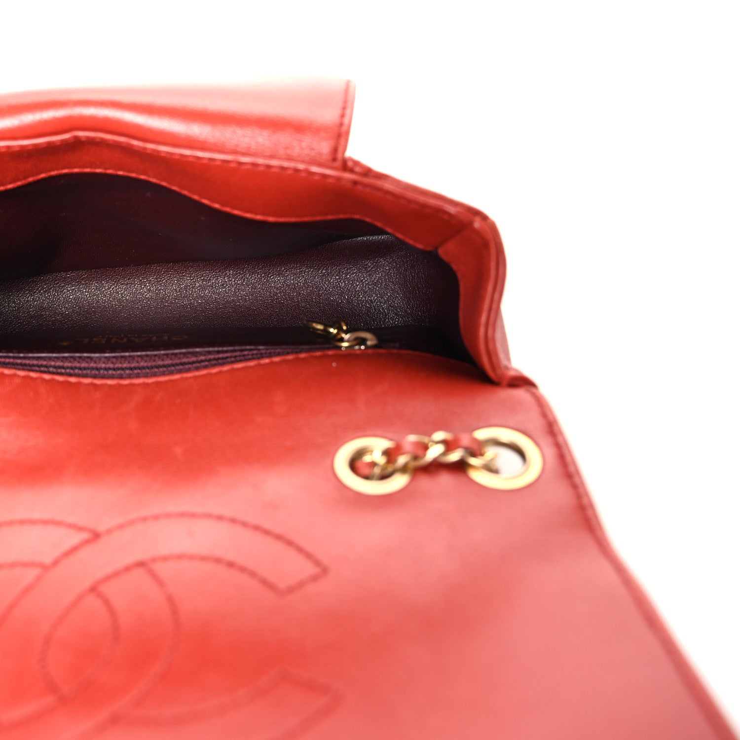 Lambskin Quilted Small Single Flap Red — view 5